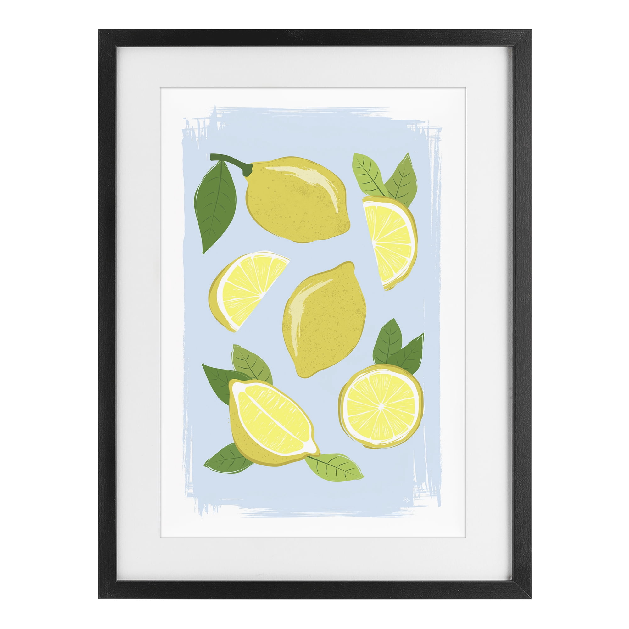 Stupell Industries Pastel Summer Lemons Black Framed Print Under Glass, design by Martina Pavlova