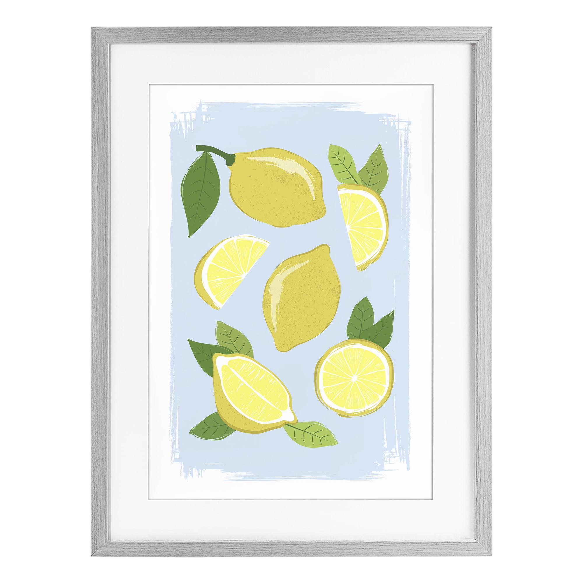 Stupell Industries Pastel Summer Lemons Gray Framed Print Under Glass, design by Martina Pavlova