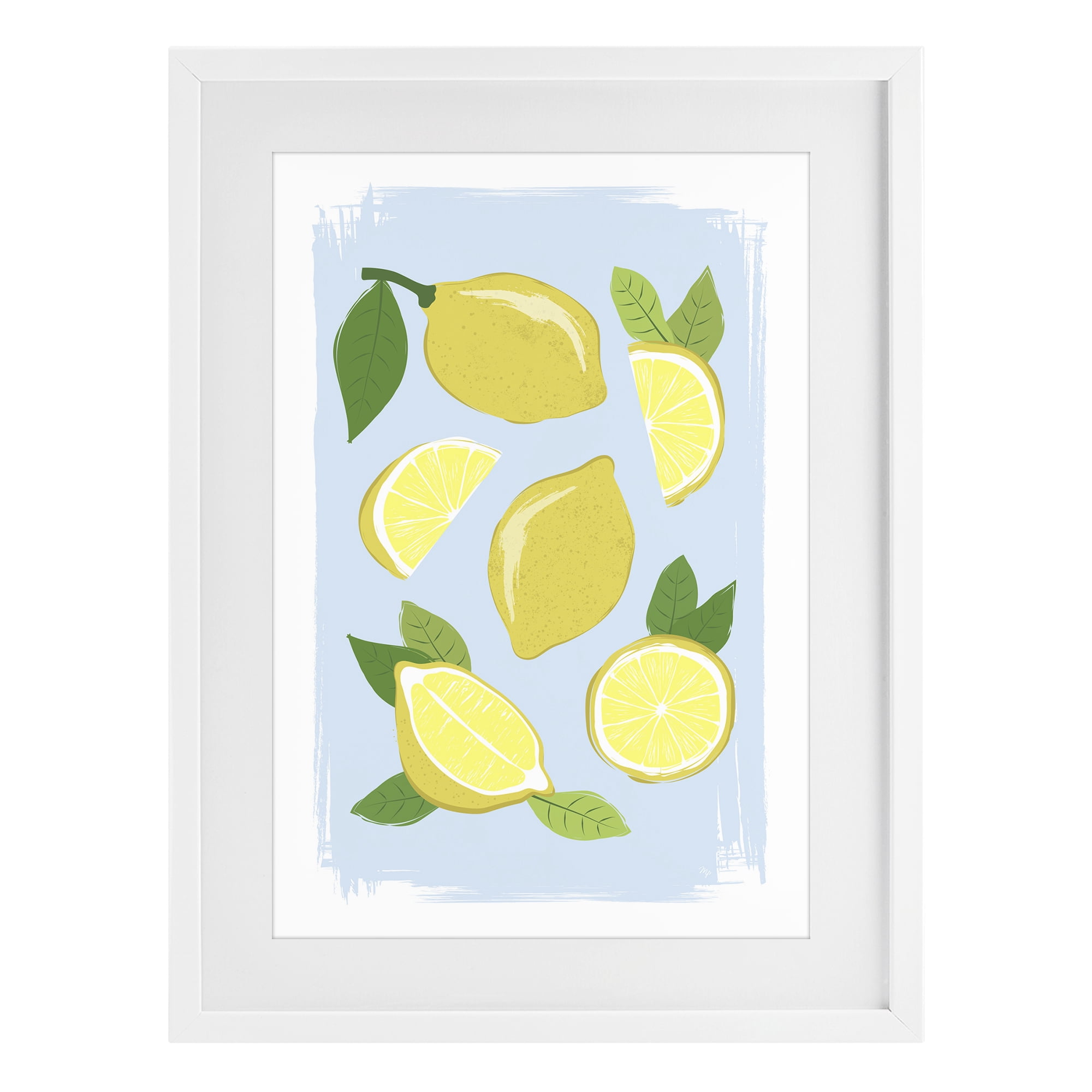 Stupell Industries Pastel Summer Lemons White Framed Print Under Glass, design by Martina Pavlova