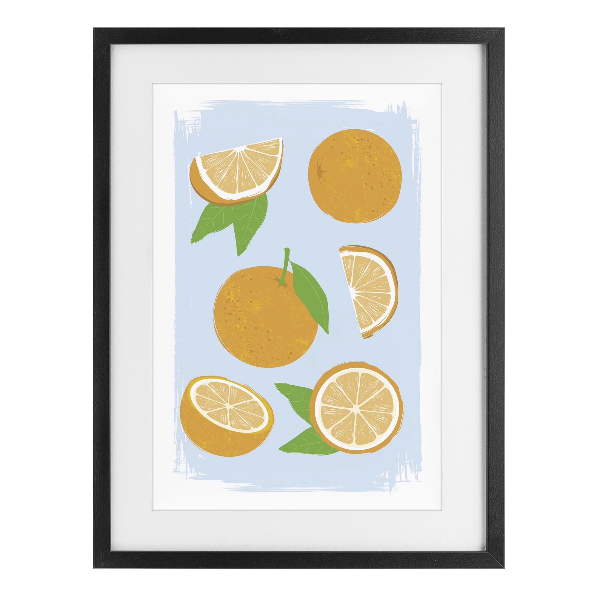 Stupell Industries Pastel Summer Oranges Black Framed Print Under Glass, design by Martina Pavlova