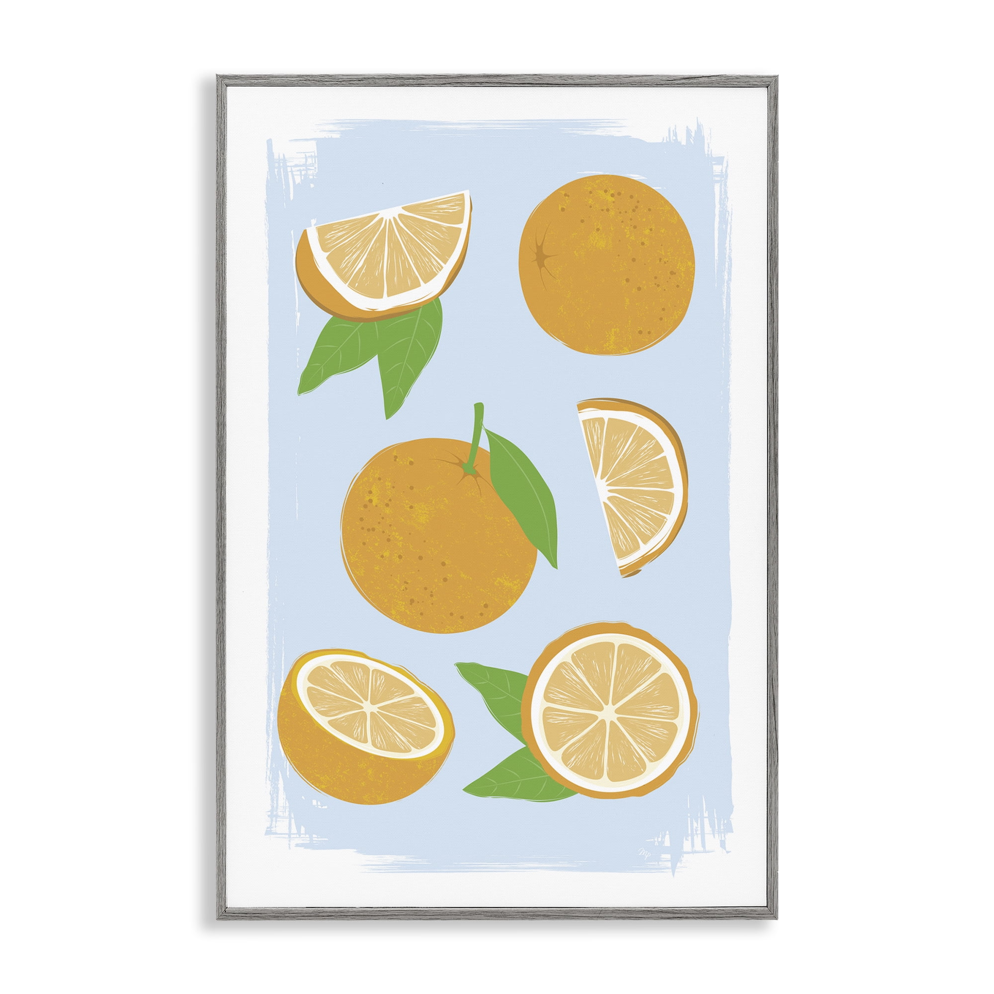 Stupell Industries Pastel Summer Oranges Gray Framed Giclee Art, design by Martina Pavlova
