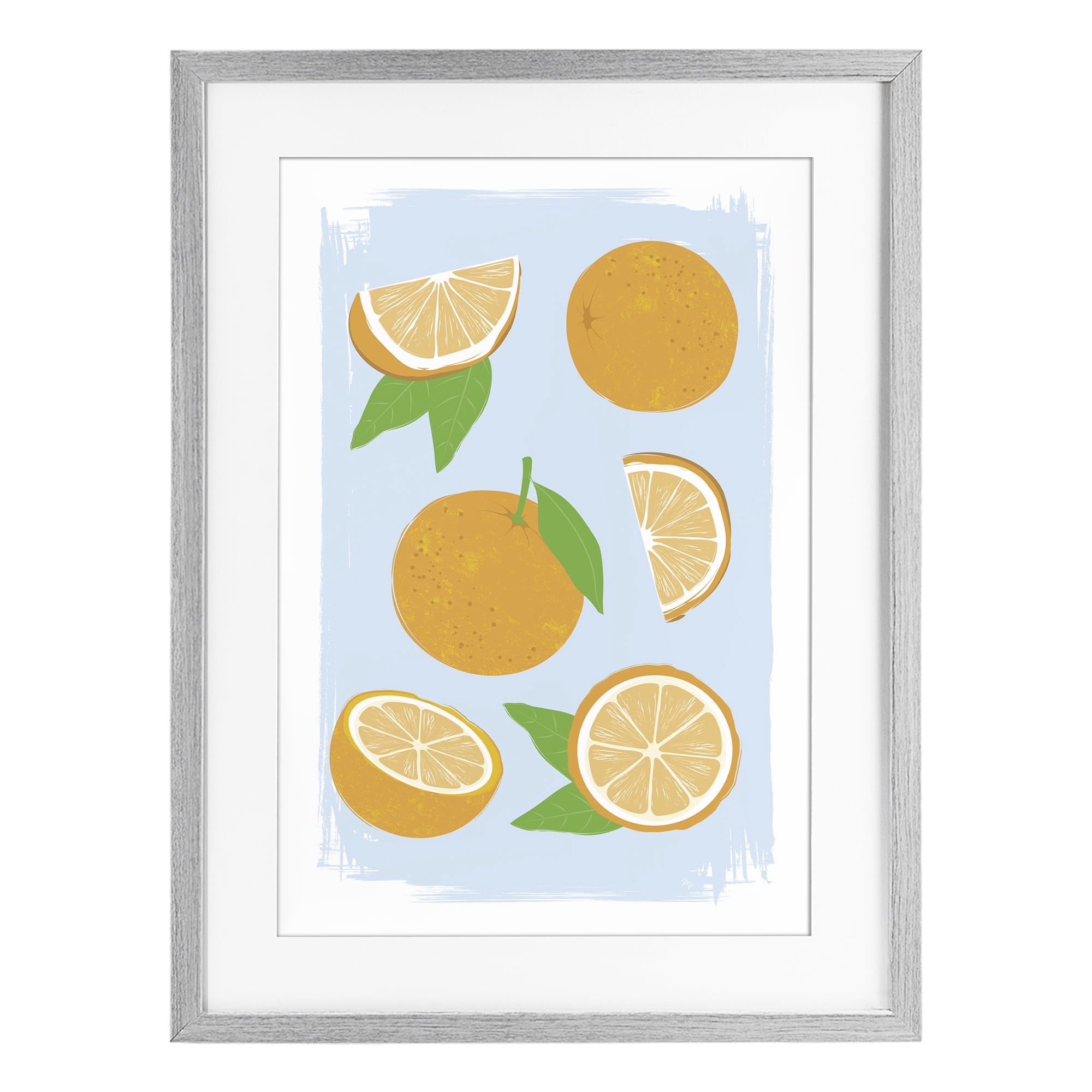 Stupell Industries Pastel Summer Oranges Gray Framed Print Under Glass, design by Martina Pavlova