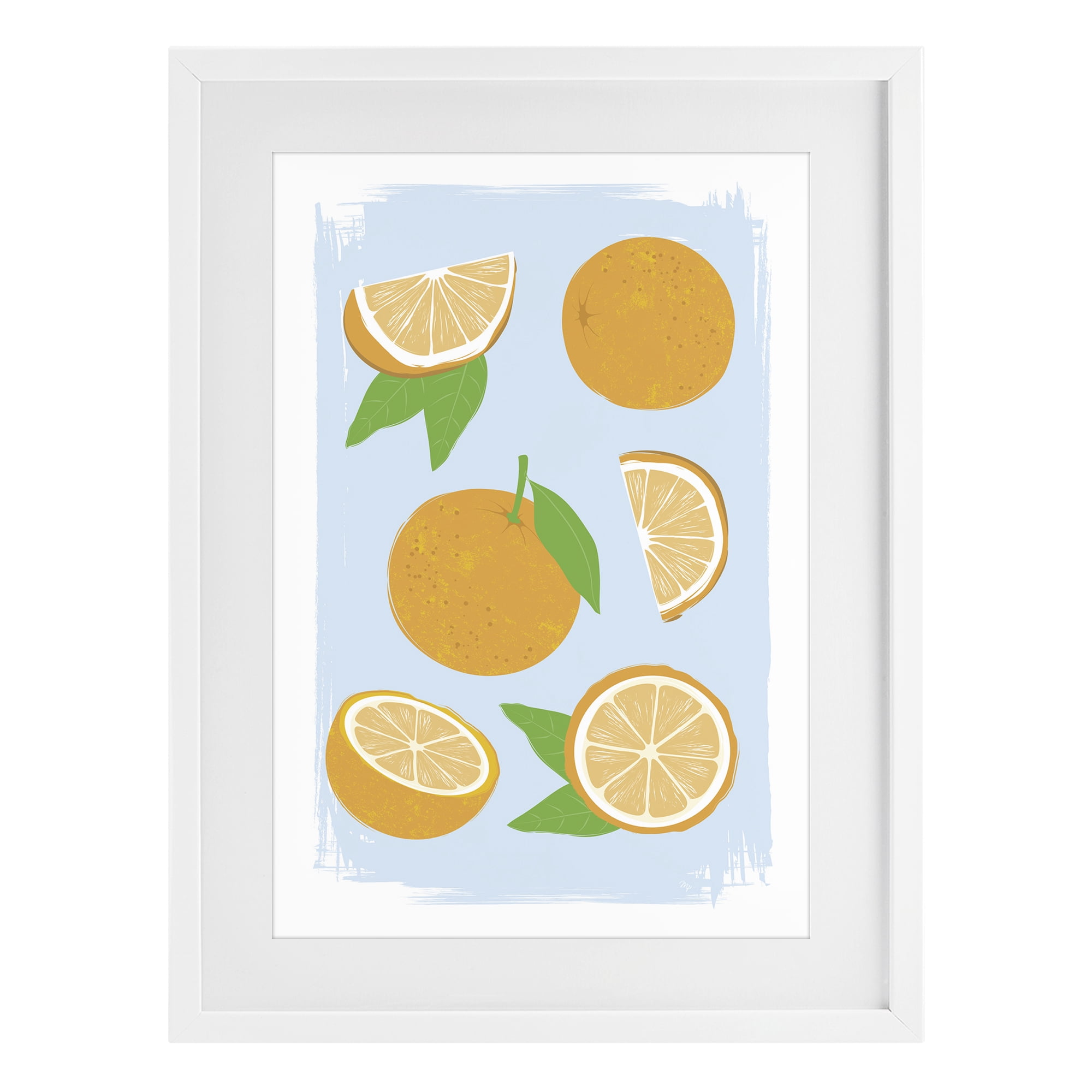 Stupell Industries Pastel Summer Oranges White Framed Print Under Glass, design by Martina Pavlova