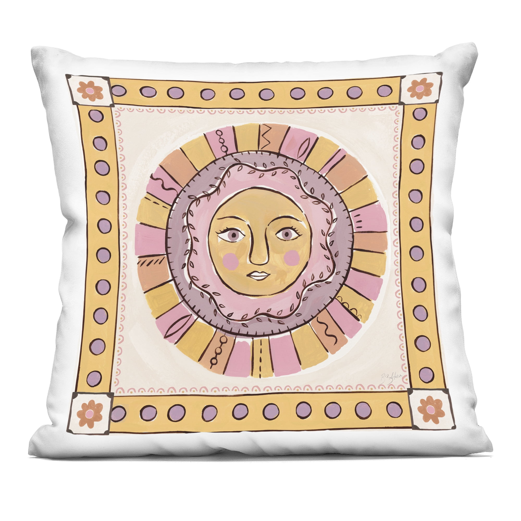 Stupell Industries Pastel Sun Face with Border Decorative Printed Throw Pillow, design by Two If By Sea Studios, 18 x 7 x 18