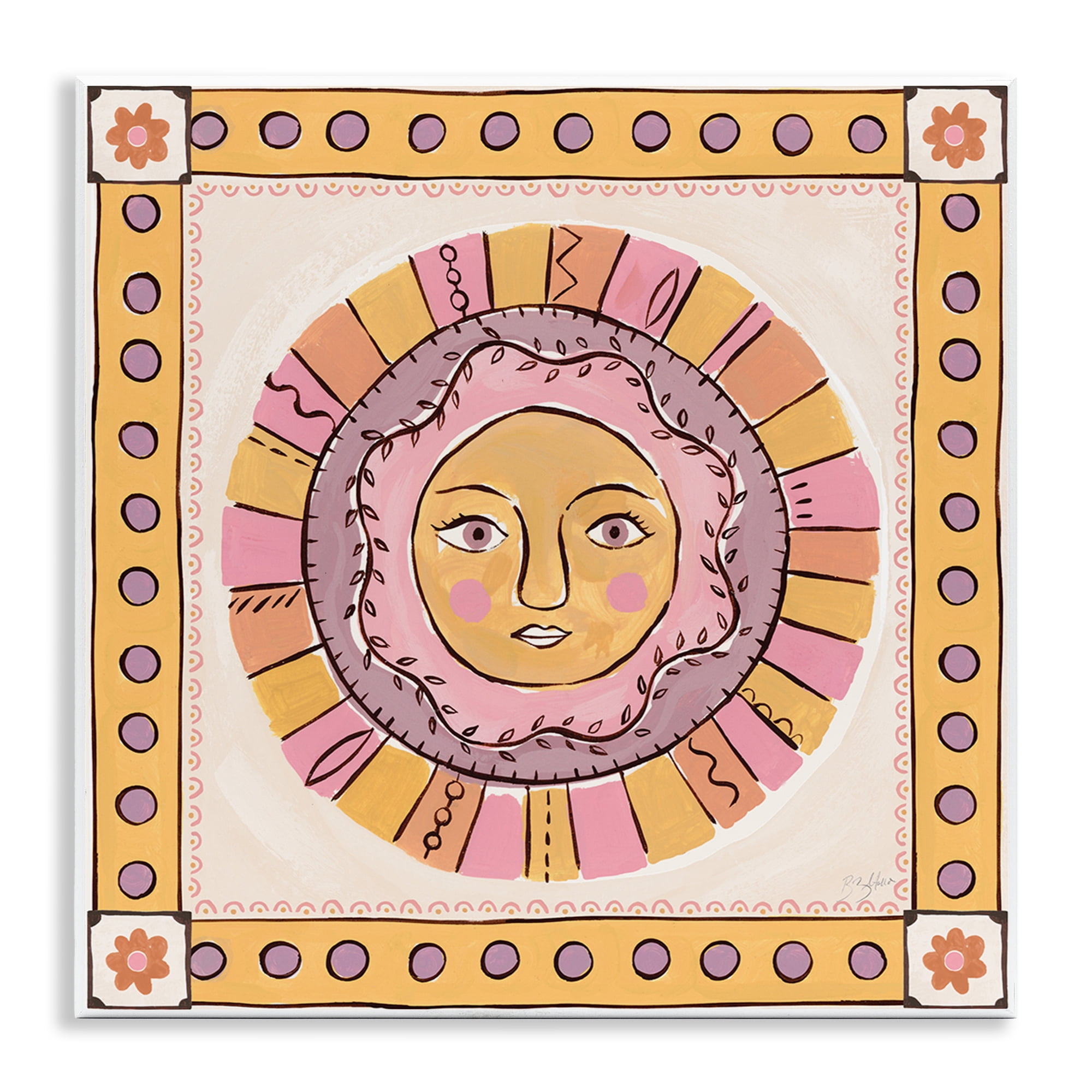 Stupell Industries Pastel Sun Face with Border Wall Plaque Art, design by Two If By Sea Studios