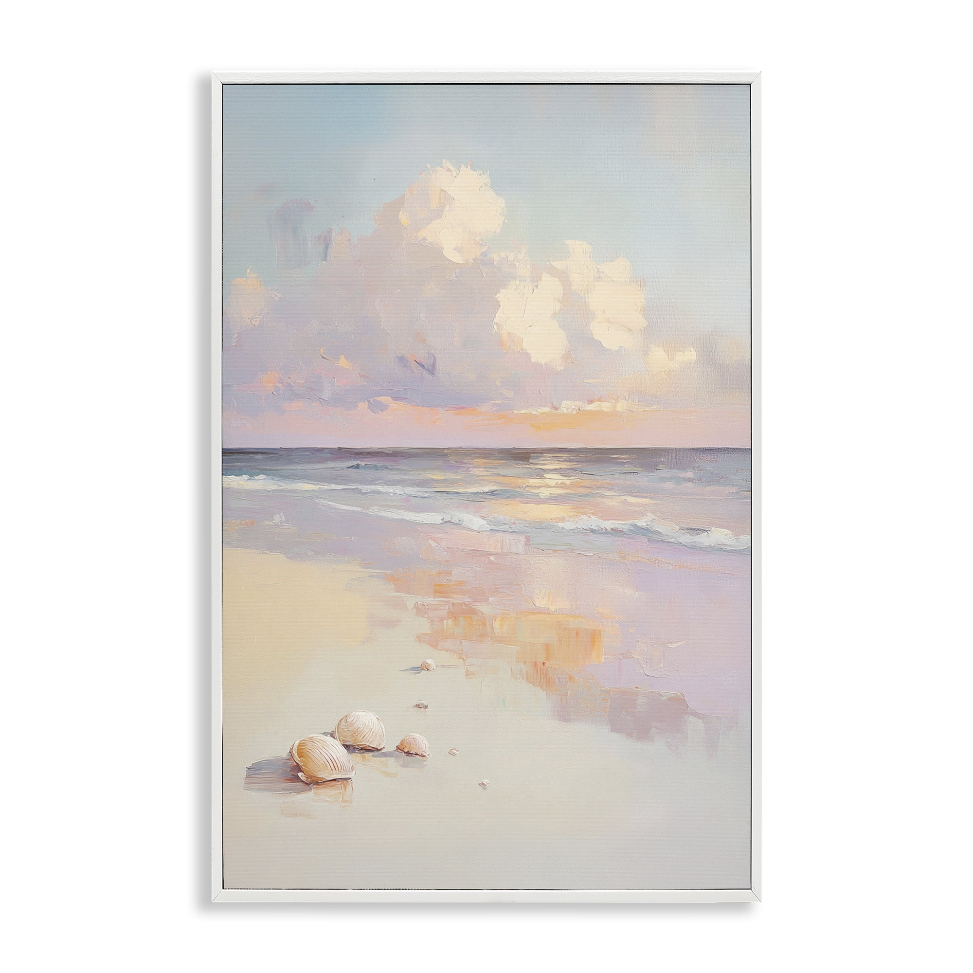 Stupell Industries Pastel Sunset Over Seashells White Framed Giclee Art, design by Sisi and Seb
