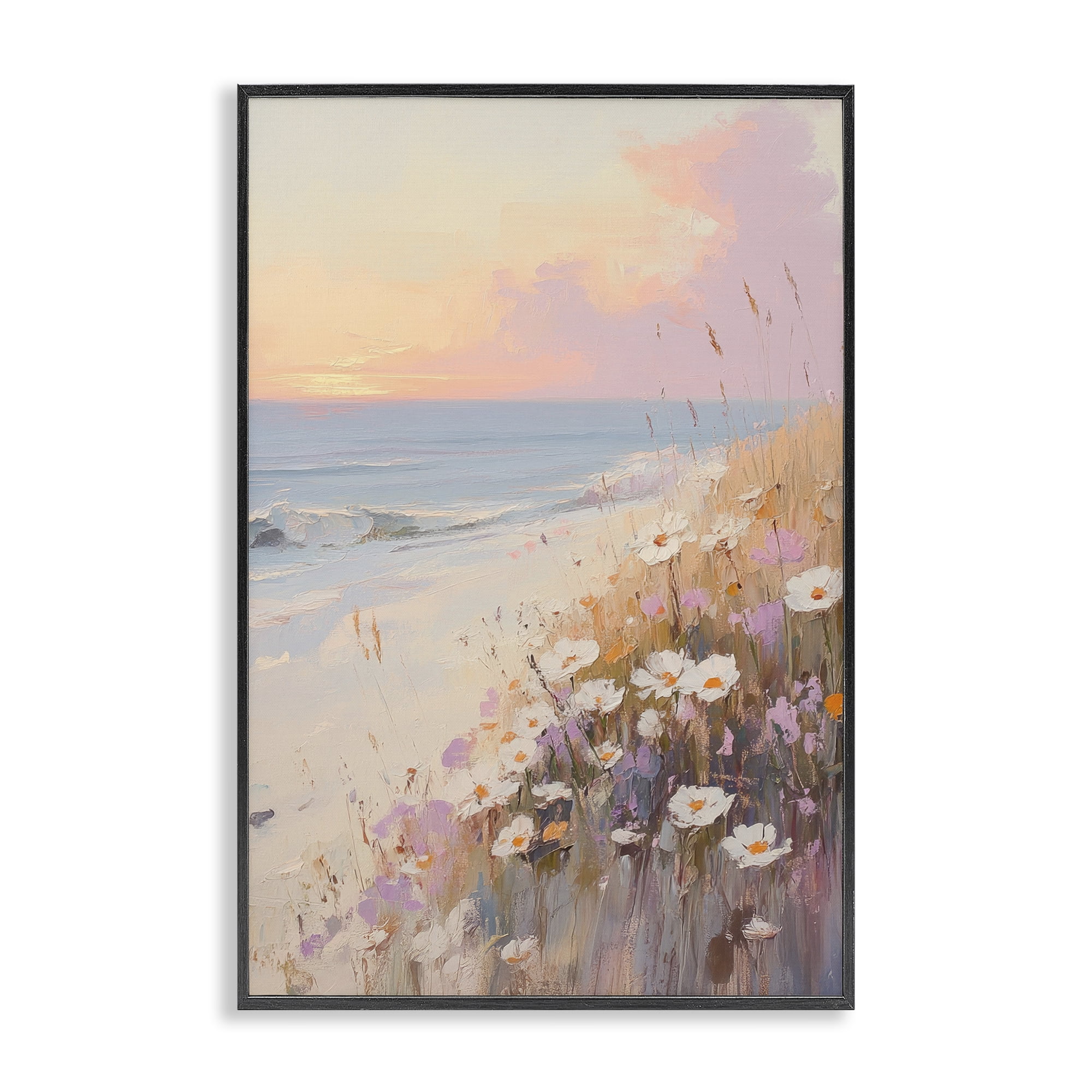 Stupell Industries Pastel Sunset Wildflowers By Sea Black Framed Giclee Art, design by Sisi and Seb