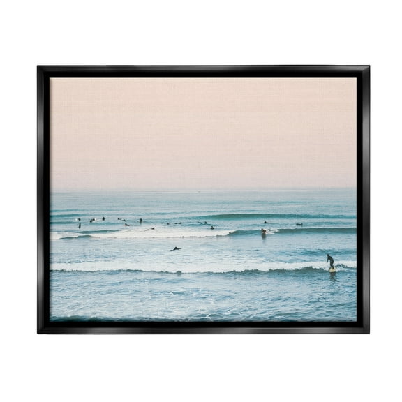 Stupell Industries Pastel Surfer Scene Sports Photography Black Floater Framed Canvas Art Print Wall Art, 21 x 17