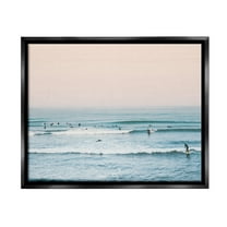 Stupell Industries Pastel Surfer Scene Sports Photography Black Floater Framed Canvas Art Print Wall Art, 21 x 17