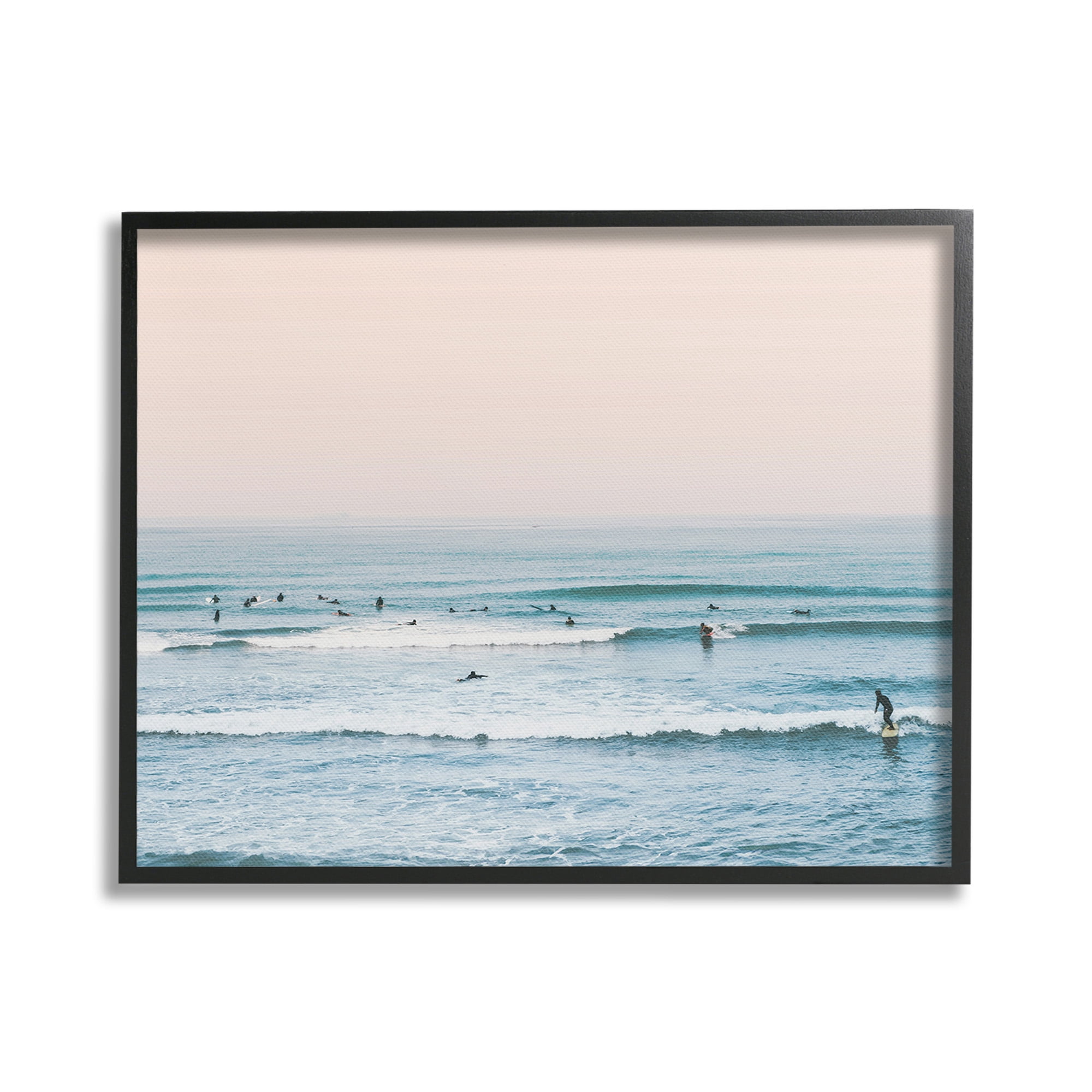 Stupell Industries Pastel Surfer Scene Sports Photography Black Framed Art Print Wall Art, 20 x 16