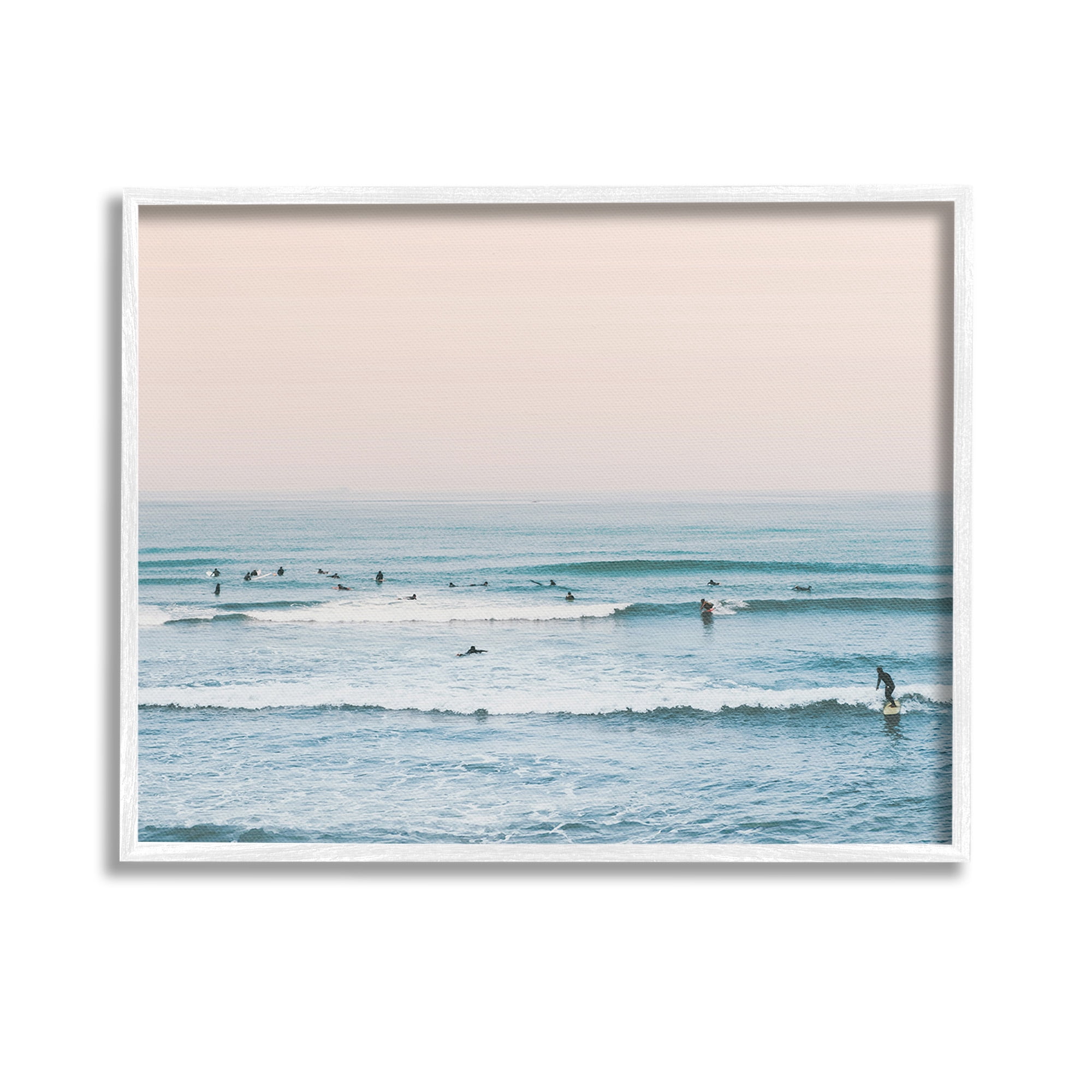 Stupell Industries Pastel Surfer Scene Sports Photography White Framed Art Print Wall Art, 14 x 11