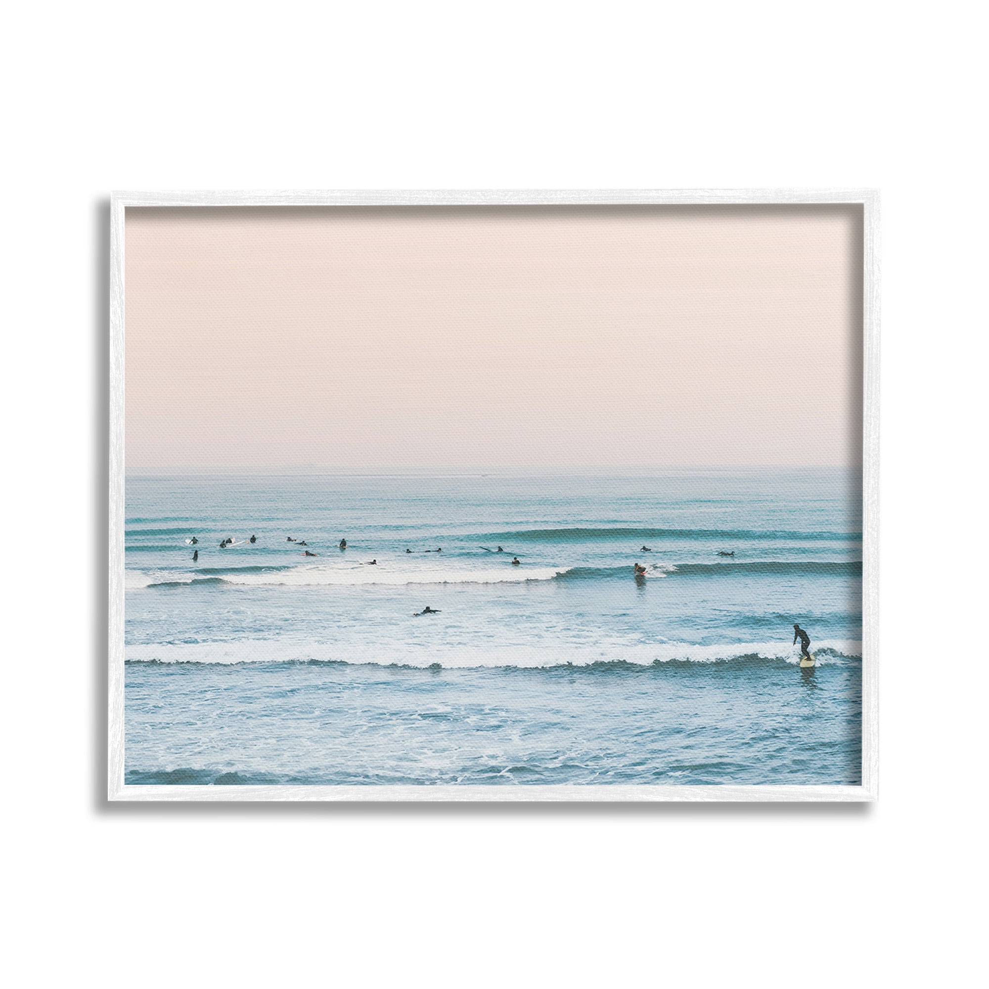 Stupell Industries Pastel Surfer Scene Sports Photography White Framed Art Print Wall Art, 30 x 24
