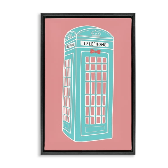 Stupell Industries Pastel Telephone Booth Abstract Painting Black Floater Framed Canvas Art Print Wall Art, 17 x 25