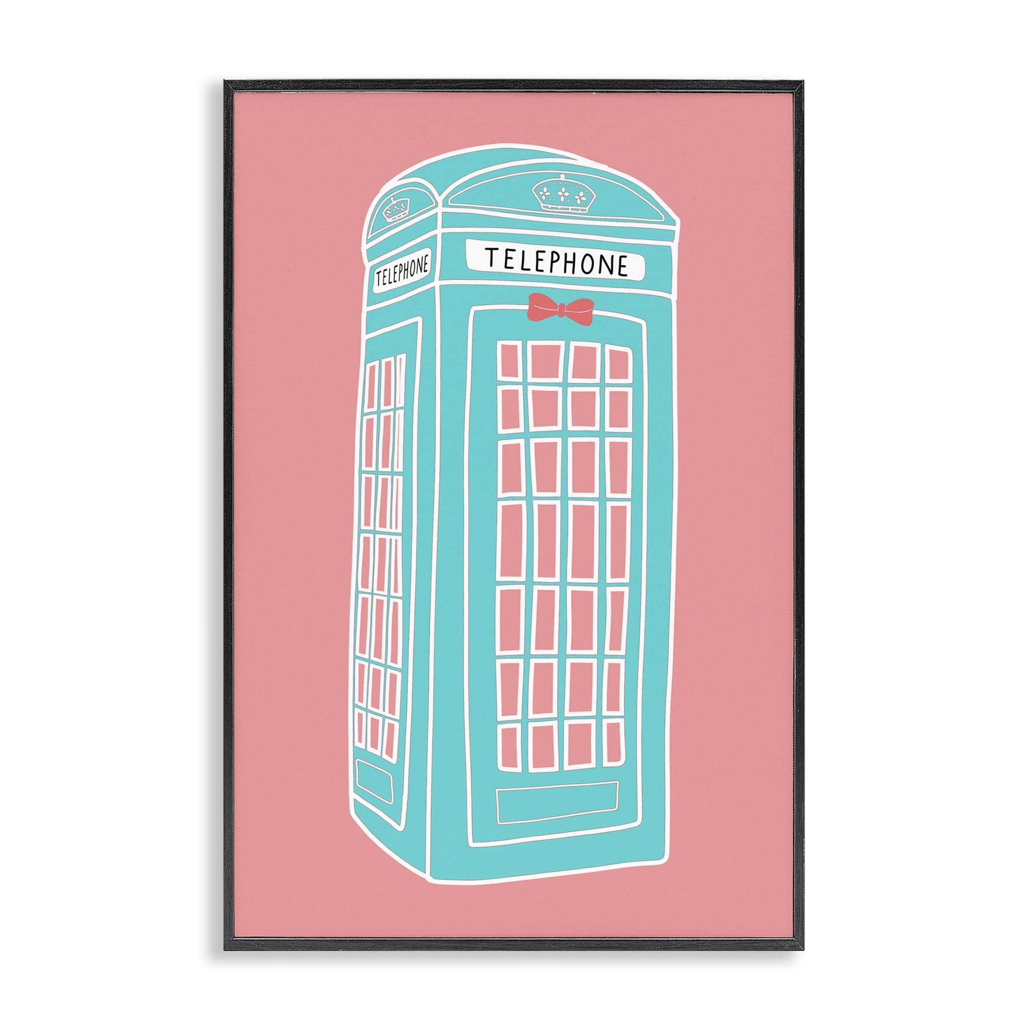 Stupell Industries Pastel Telephone Booth Abstract Painting Black Framed Art Print Wall Art, 16 x 24