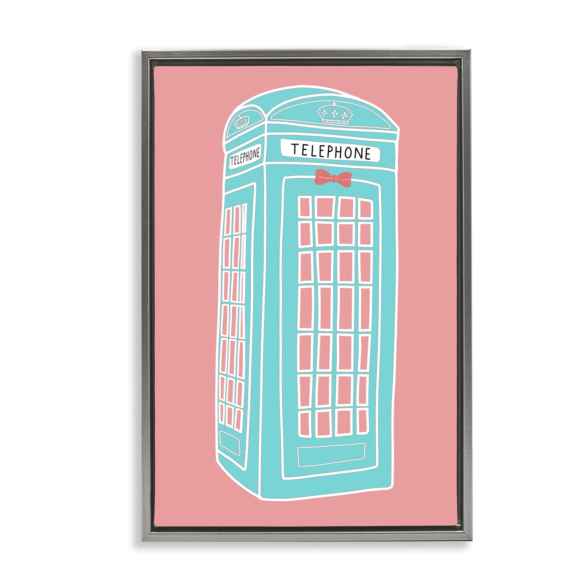 Stupell Industries Pastel Telephone Booth Abstract Painting Gray Floater Framed Canvas Art Print Wall Art, 17 x 25