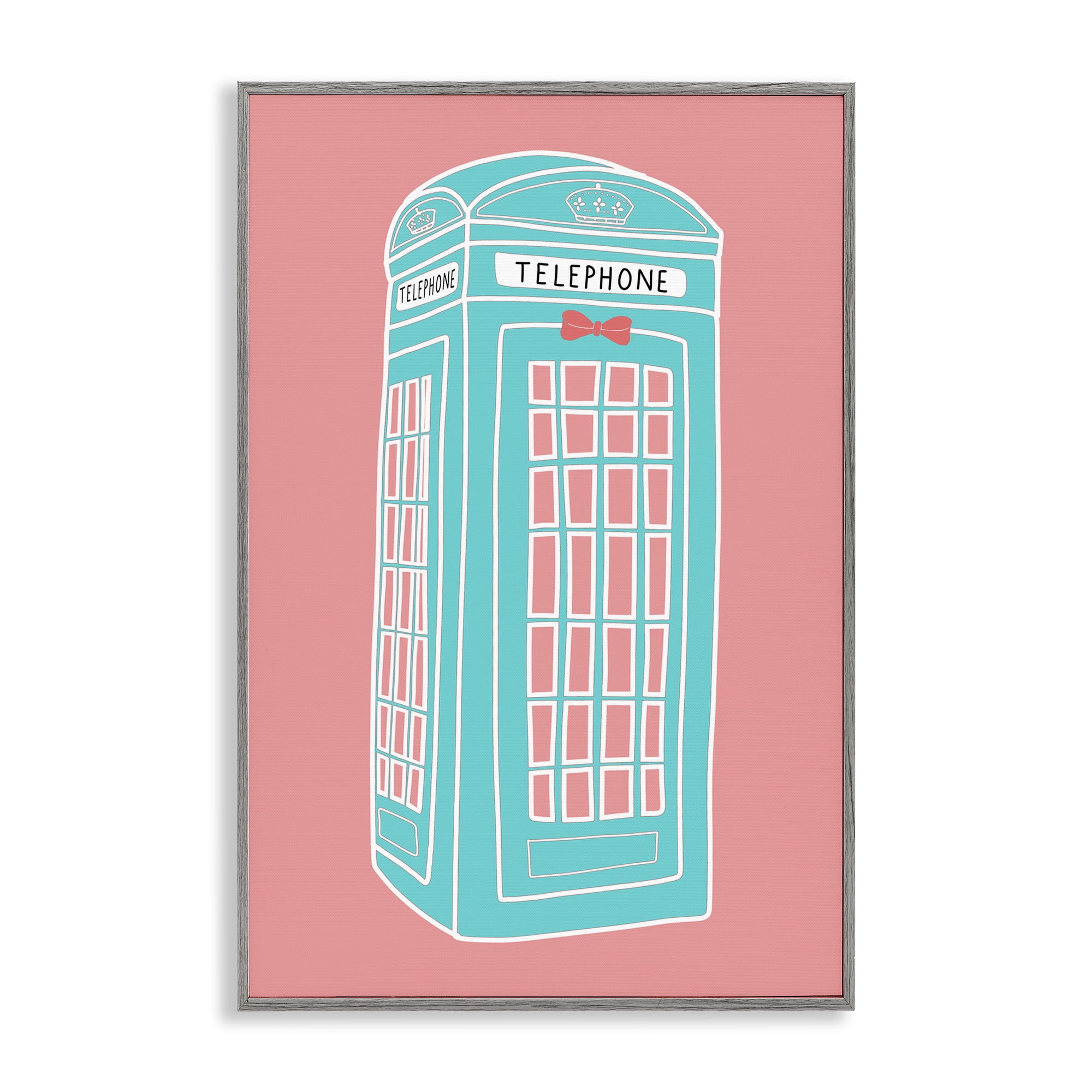 Stupell Industries Pastel Telephone Booth Abstract Painting Gray Framed Art Print Wall Art, 12 x 18