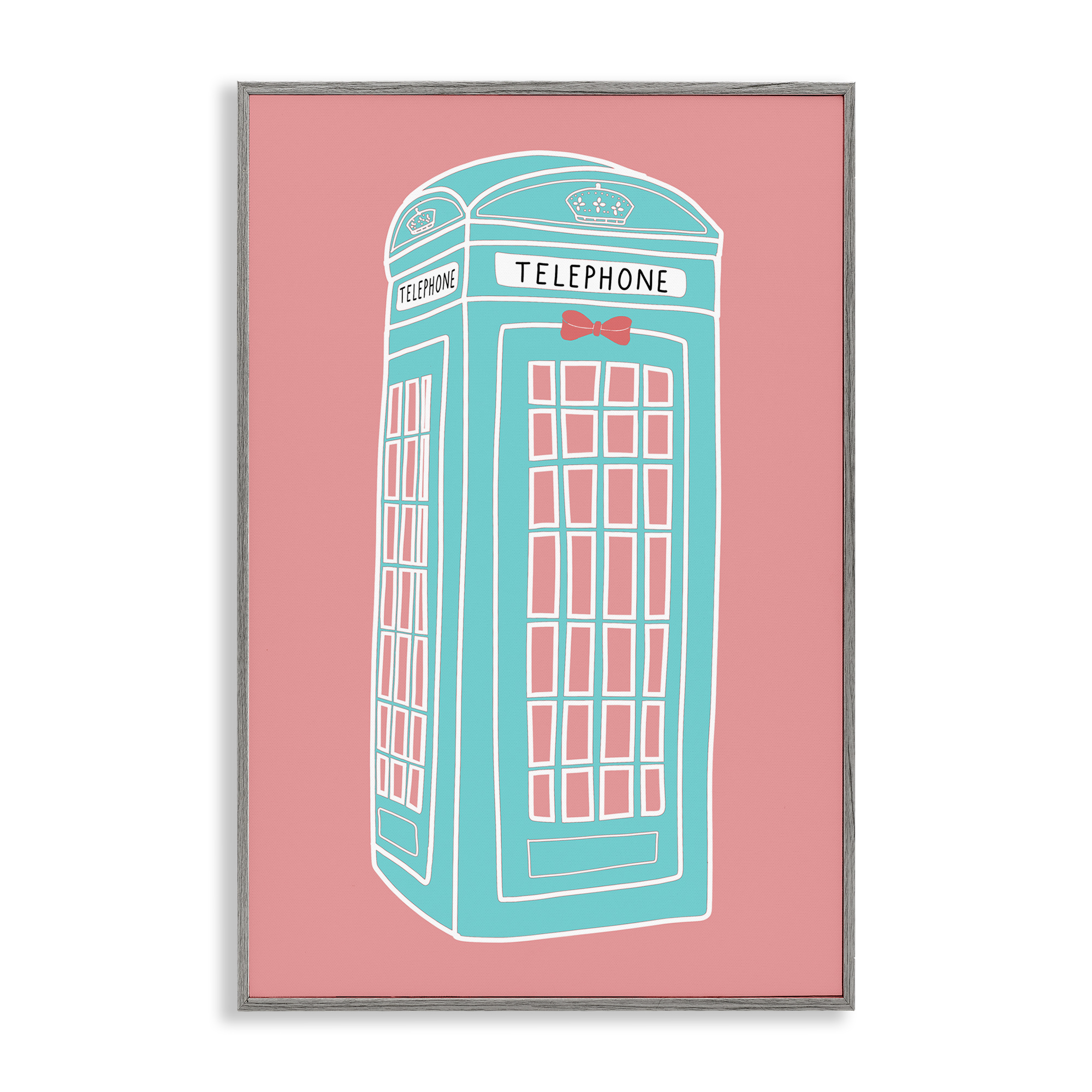 Stupell Industries Pastel Telephone Booth Abstract Painting Gray Framed Art Print Wall Art, 20 x 30