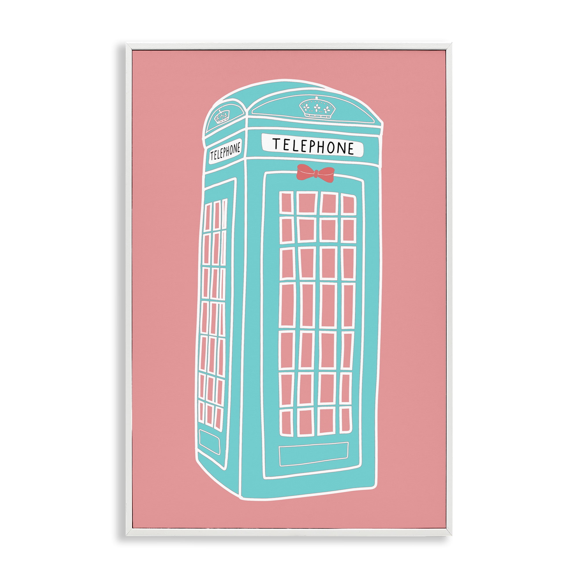 Stupell Industries Pastel Telephone Booth Abstract Painting White Framed Art Print Wall Art, 16 x 24