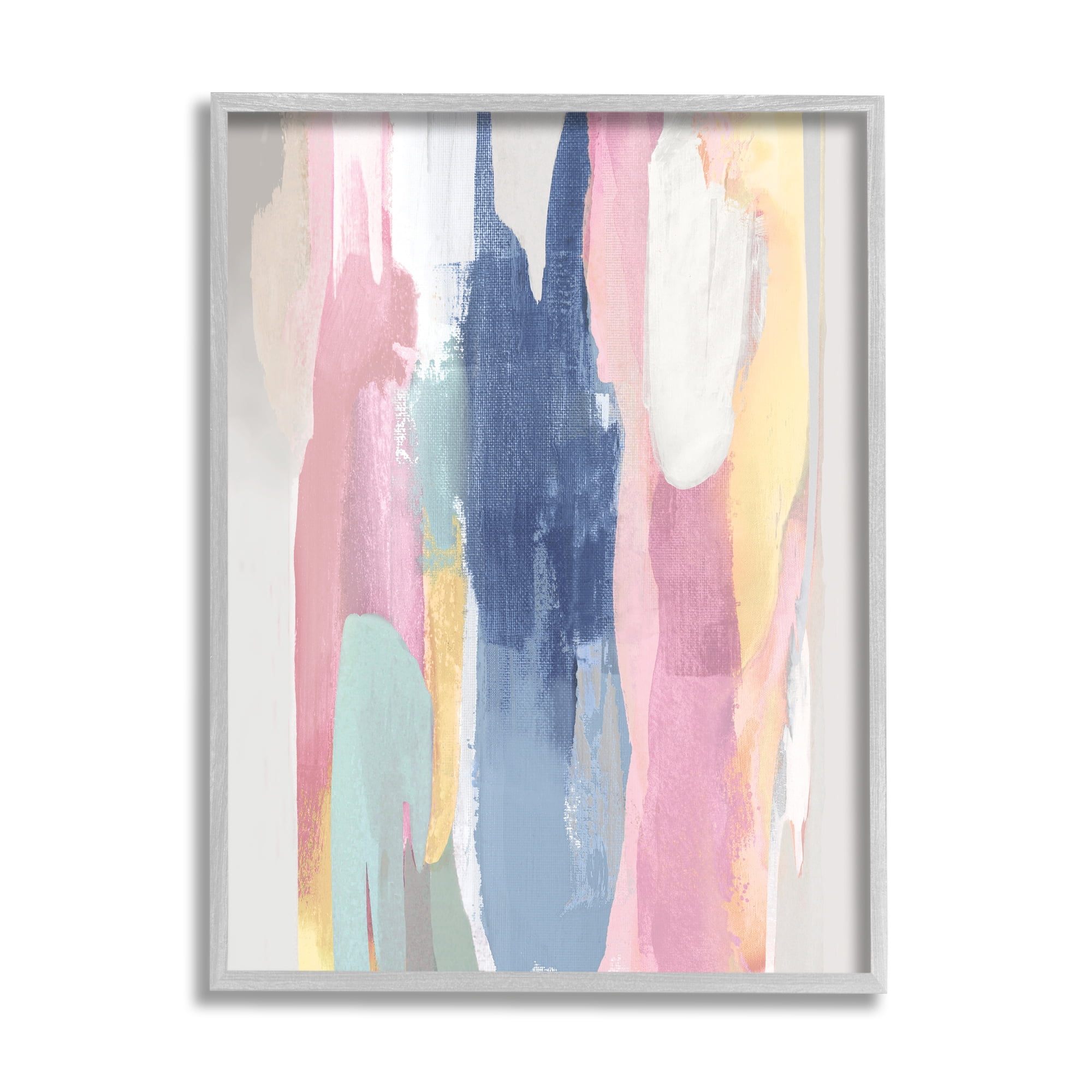 Stupell Industries Pastel Tones Layered Modern Abstract Movements Graphic Art Gray Framed Art Print Wall Art, 24x30, by Jackie Hanson