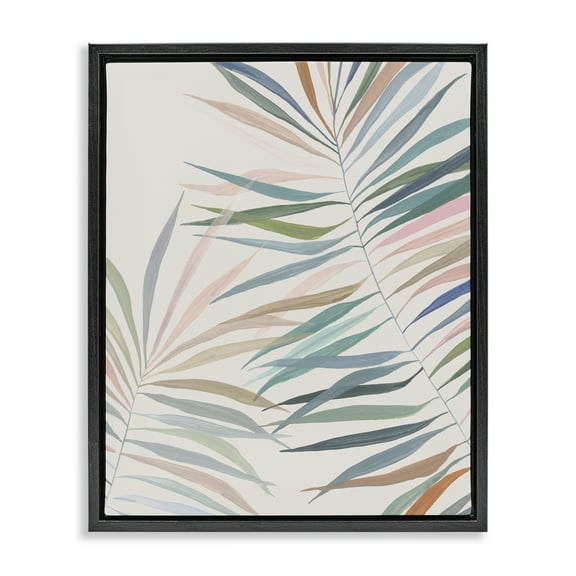 Stupell Industries Pastel Tropical Harmony Black Framed Floater Canvas Wall Art design by Hannah Dawson, 21 x 17