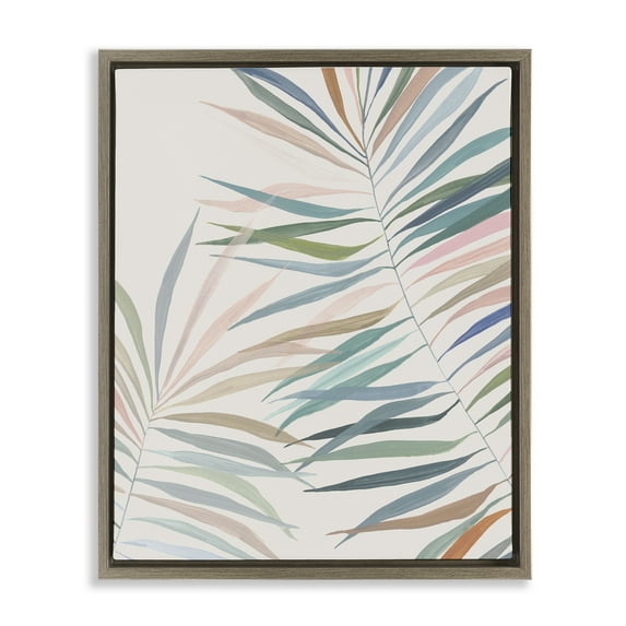 Stupell Industries Pastel Tropical Harmony Brown Framed Floater Canvas Wall Art design by Hannah Dawson, 21 x 17