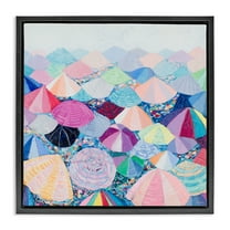 Stupell Industries Pastel Umbrella Nation Abstract Painting Black Floater Framed Canvas Art Print Wall Art, 18 x 18