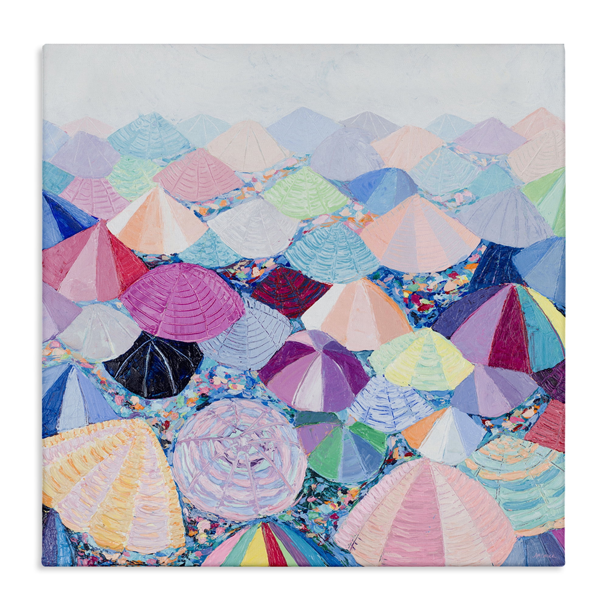 Stupell Industries Pastel Umbrella Nation Abstract Painting Wrapped Canvas Art Print Wall Art, 36 x 36