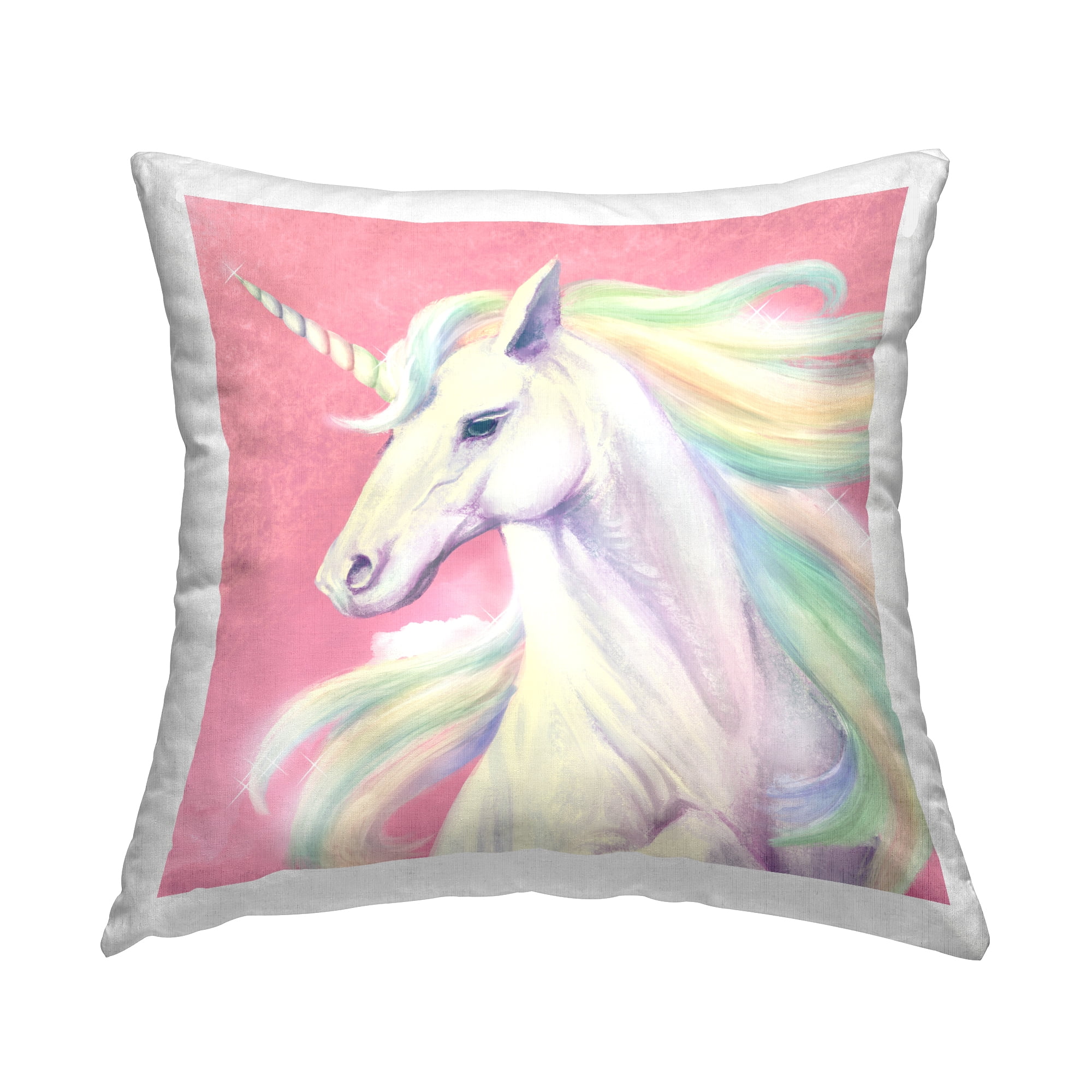 Stupell Industries Pastel Unicorn Pink Fantasy Animal Square Decorative Printed Throw Pillow, 18 x 18,