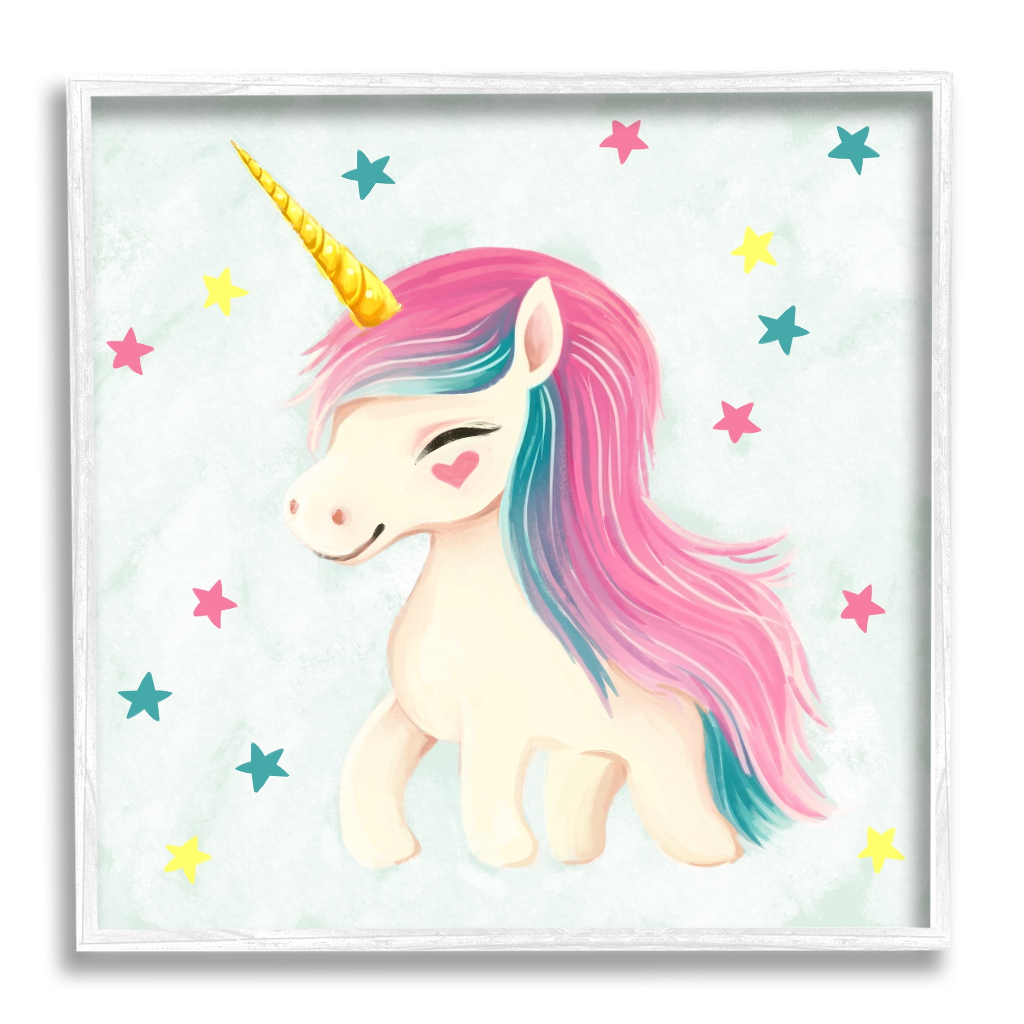 Stupell Industries Pastel Unicorn Pony Fairy Tales & Fantasy Painting White Framed Art Print Wall Art, 17 x 17