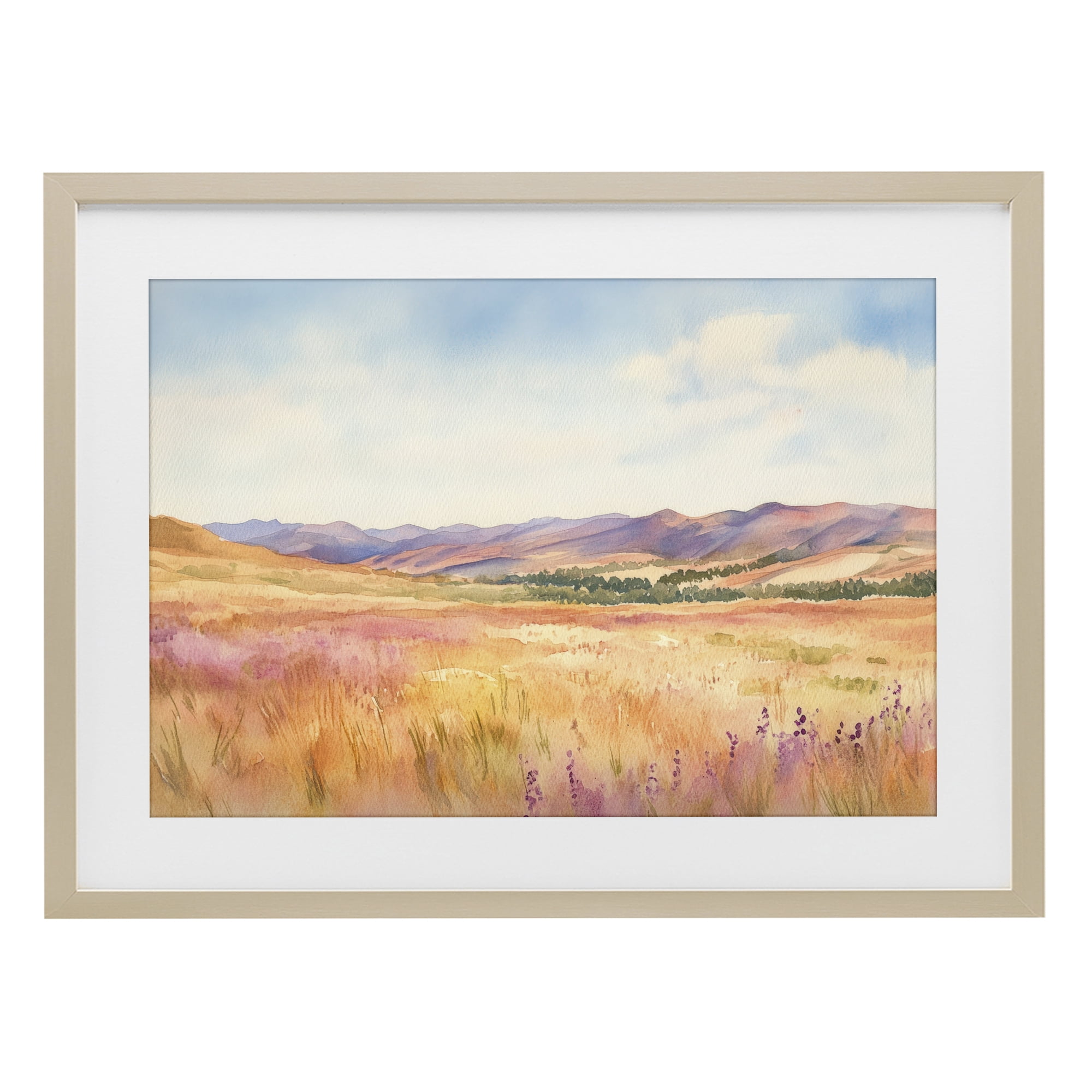 Stupell Industries Pastel Valley Panorama Birch Framed Print Under Glass, design by Petal Prints Design