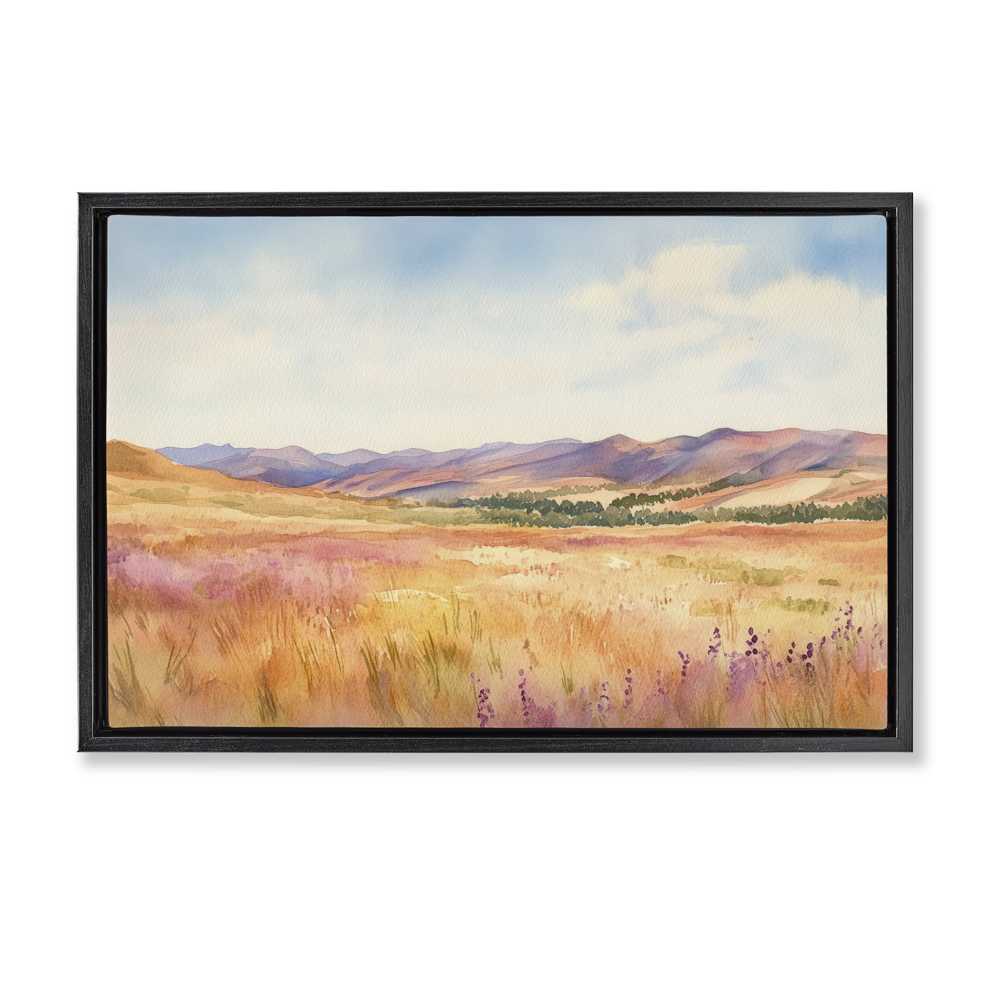 Stupell Industries Pastel Valley Panorama Black Framed Floater Canvas Wall Art, design by Petal Prints Design