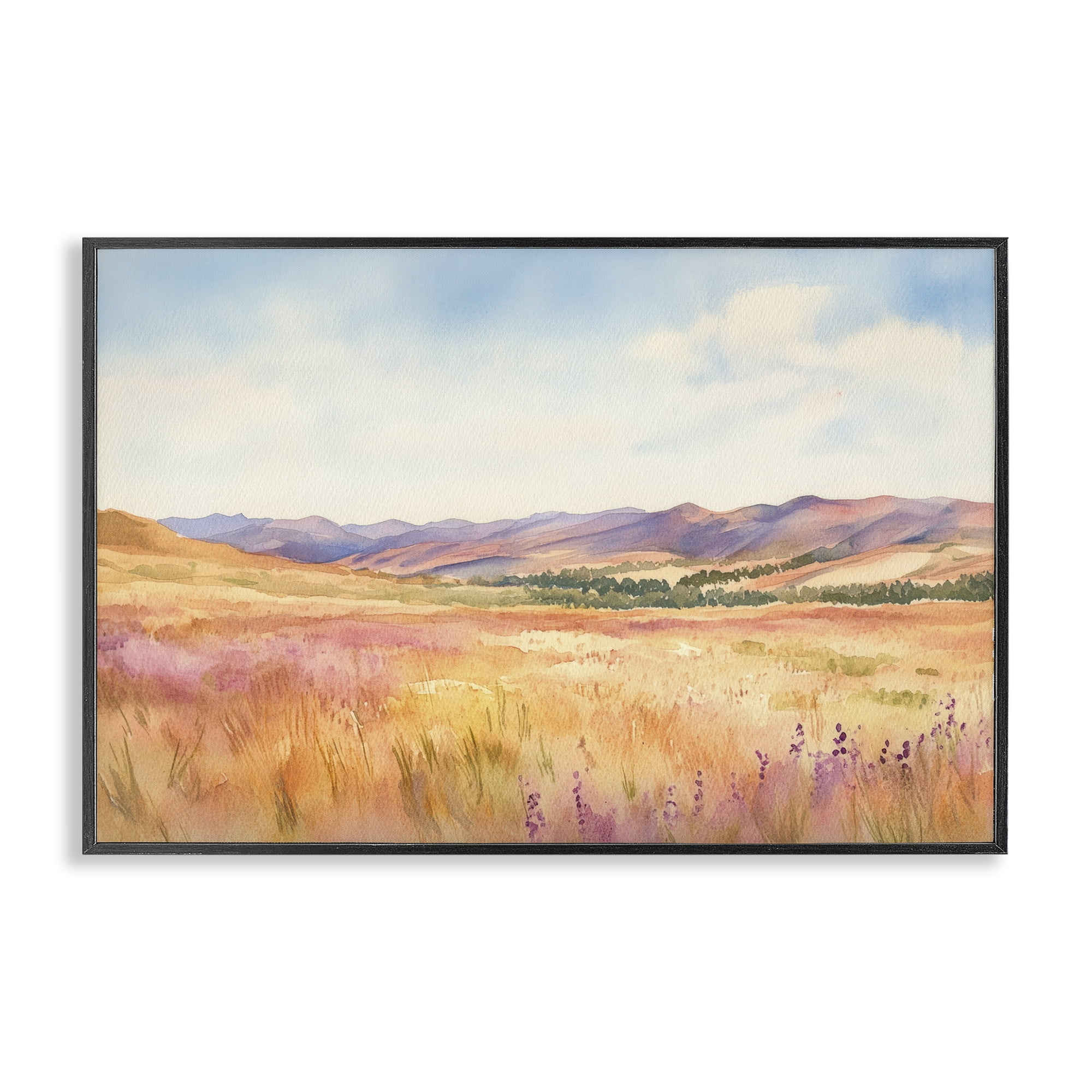 Stupell Industries Pastel Valley Panorama Black Framed Giclee Art, design by Petal Prints Design