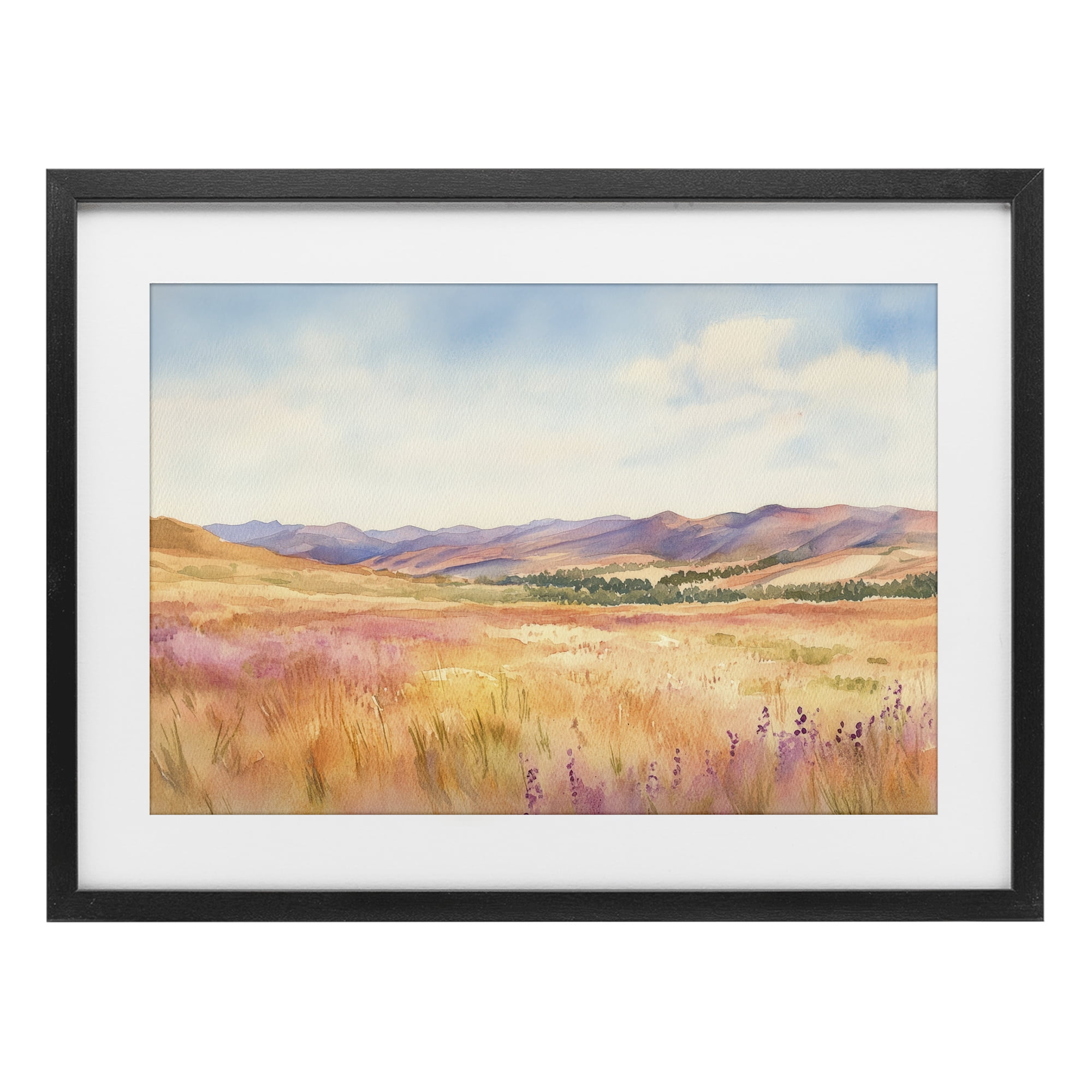 Stupell Industries Pastel Valley Panorama Black Framed Print Under Glass, design by Petal Prints Design