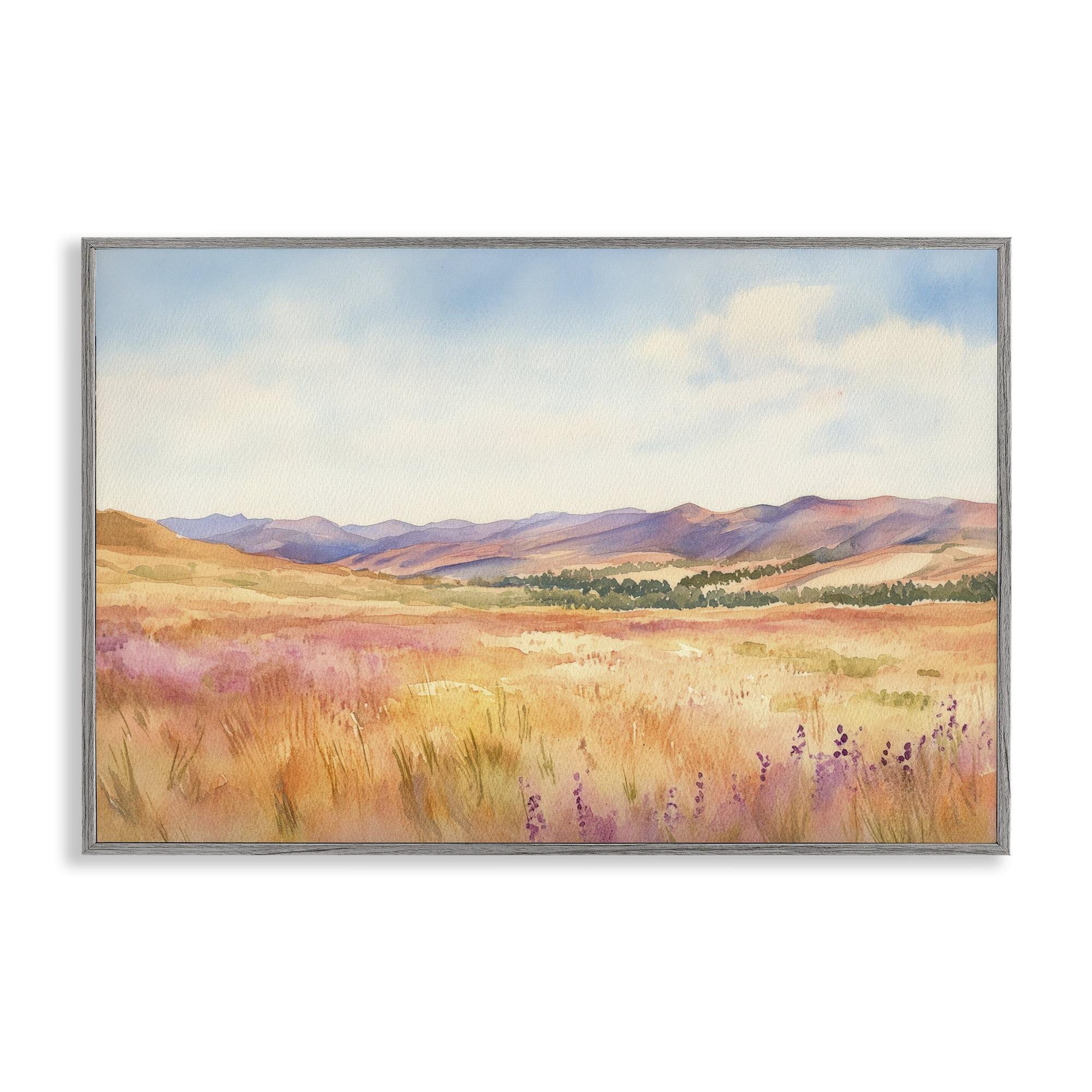Stupell Industries Pastel Valley Panorama Gray Framed Giclee Art, design by Petal Prints Design