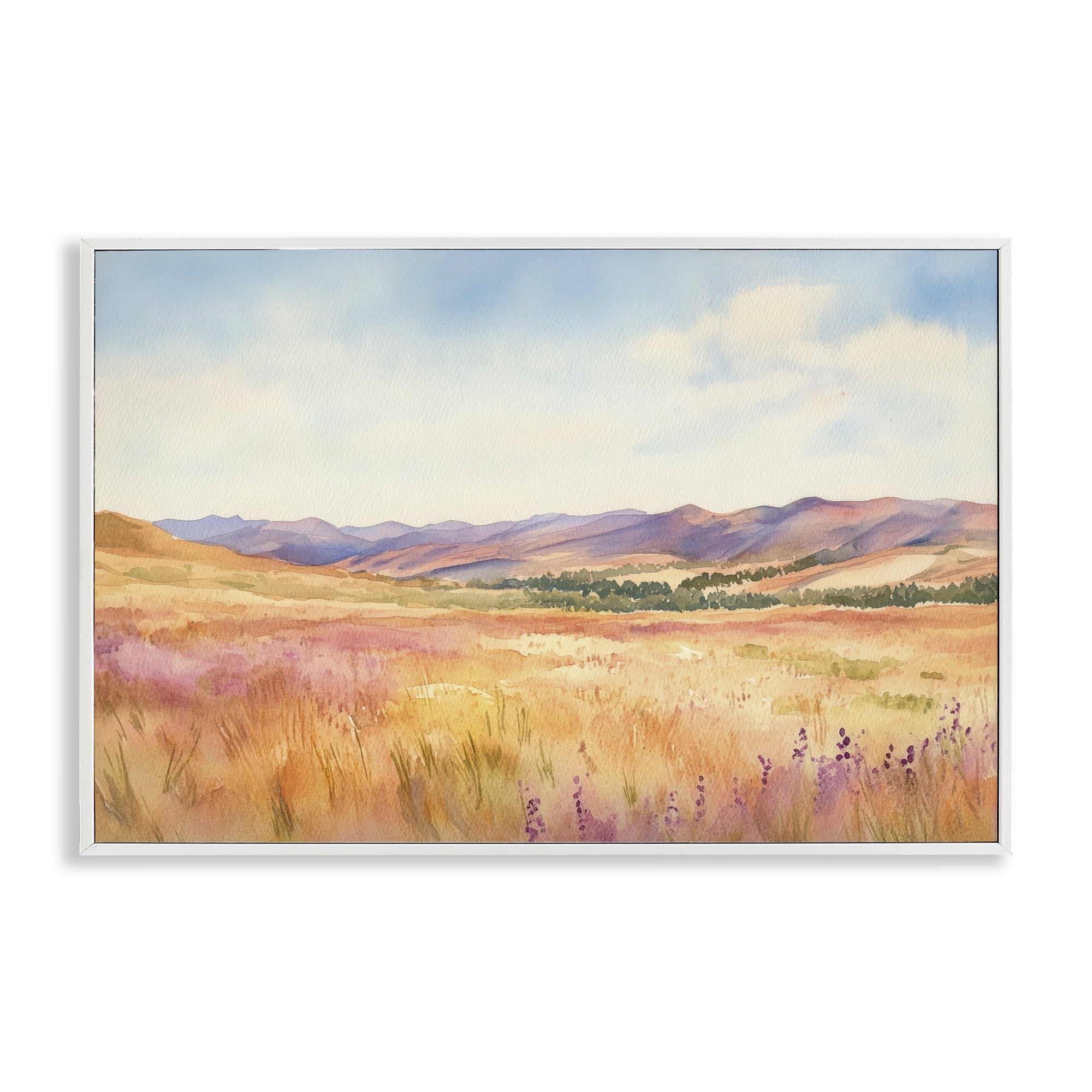 Stupell Industries Pastel Valley Panorama White Framed Giclee Art, design by Petal Prints Design