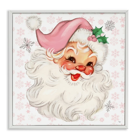 Stupell Industries Pastel Vintage Jolly Santa Holiday Painting White Framed Art Print Wall Art, 17 x 17