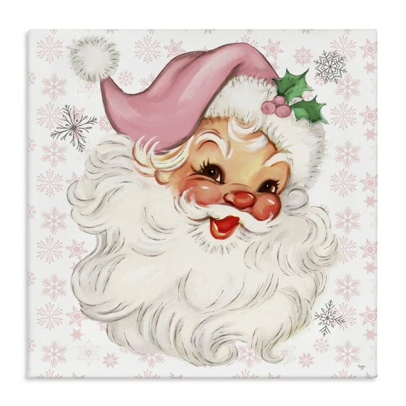 Stupell Industries Pastel Vintage Jolly Santa Holiday Painting Wrapped Canvas Canvas Art Print Wall Art, 17 x 17