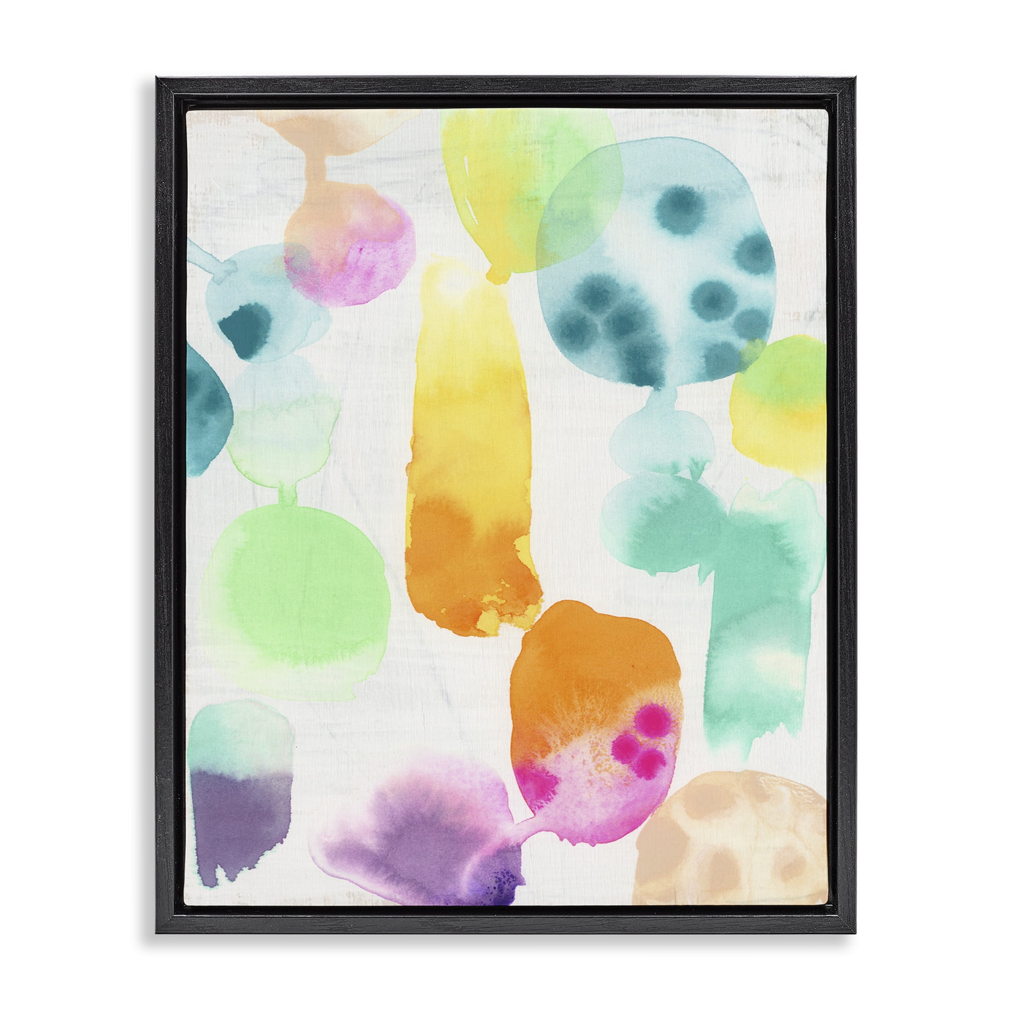 Stupell Industries Pastel Watercolor Pattern Abstract Painting Black Floater Framed Canvas Art Print Wall Art, 25 x 31