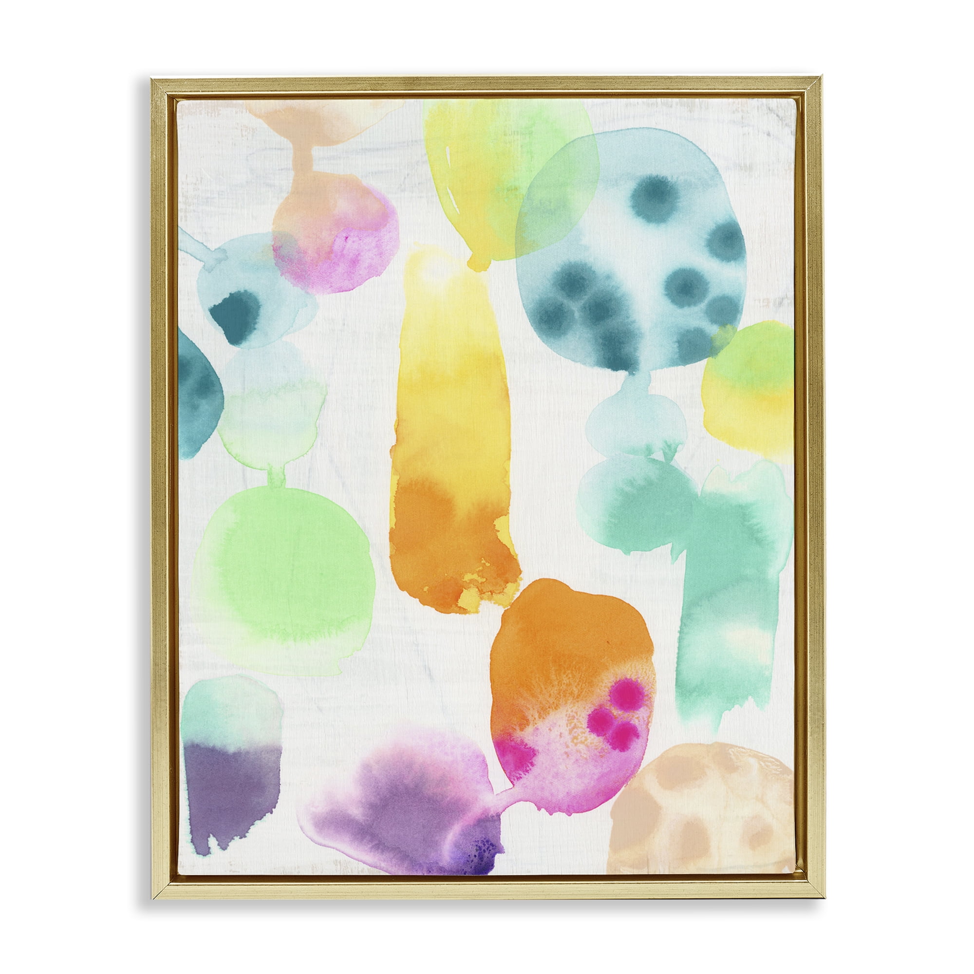Stupell Industries Pastel Watercolor Pattern Abstract Painting Gold Floater Framed Canvas Art Print Wall Art, 25 x 31