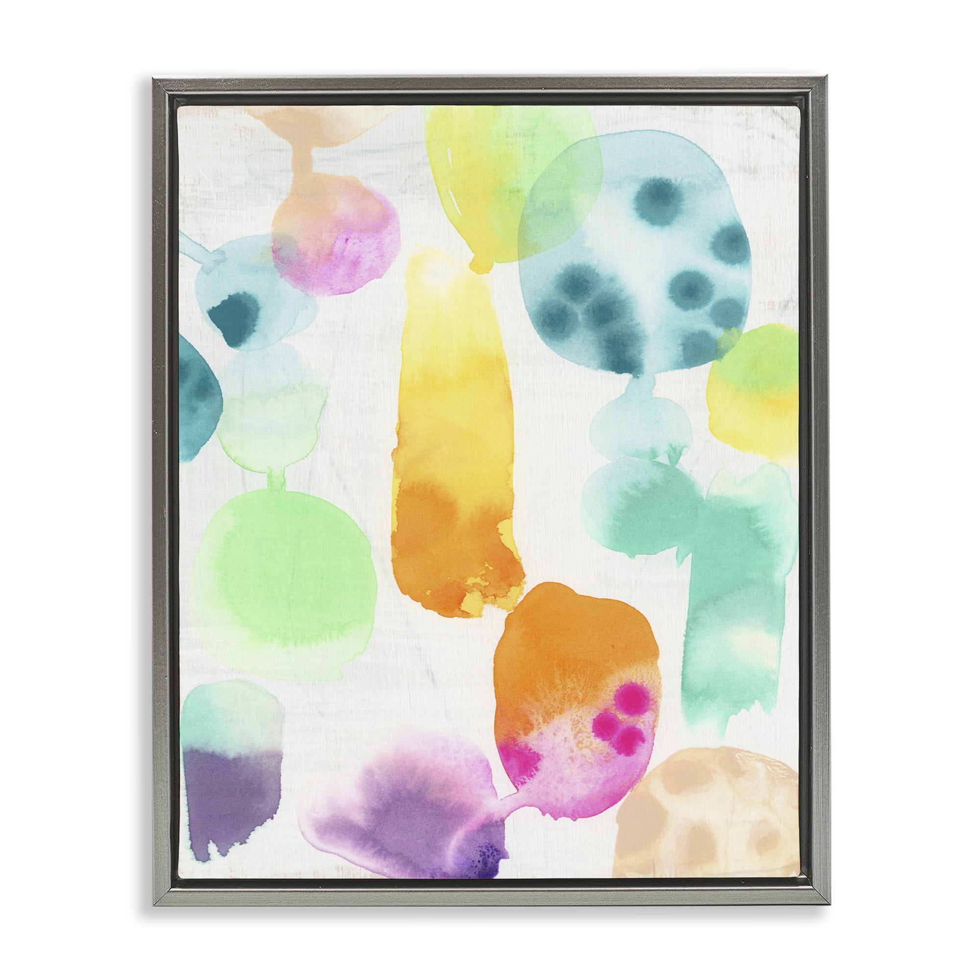 Stupell Industries Pastel Watercolor Pattern Abstract Painting Gray Floater Framed Canvas Art Print Wall Art, 25 x 31