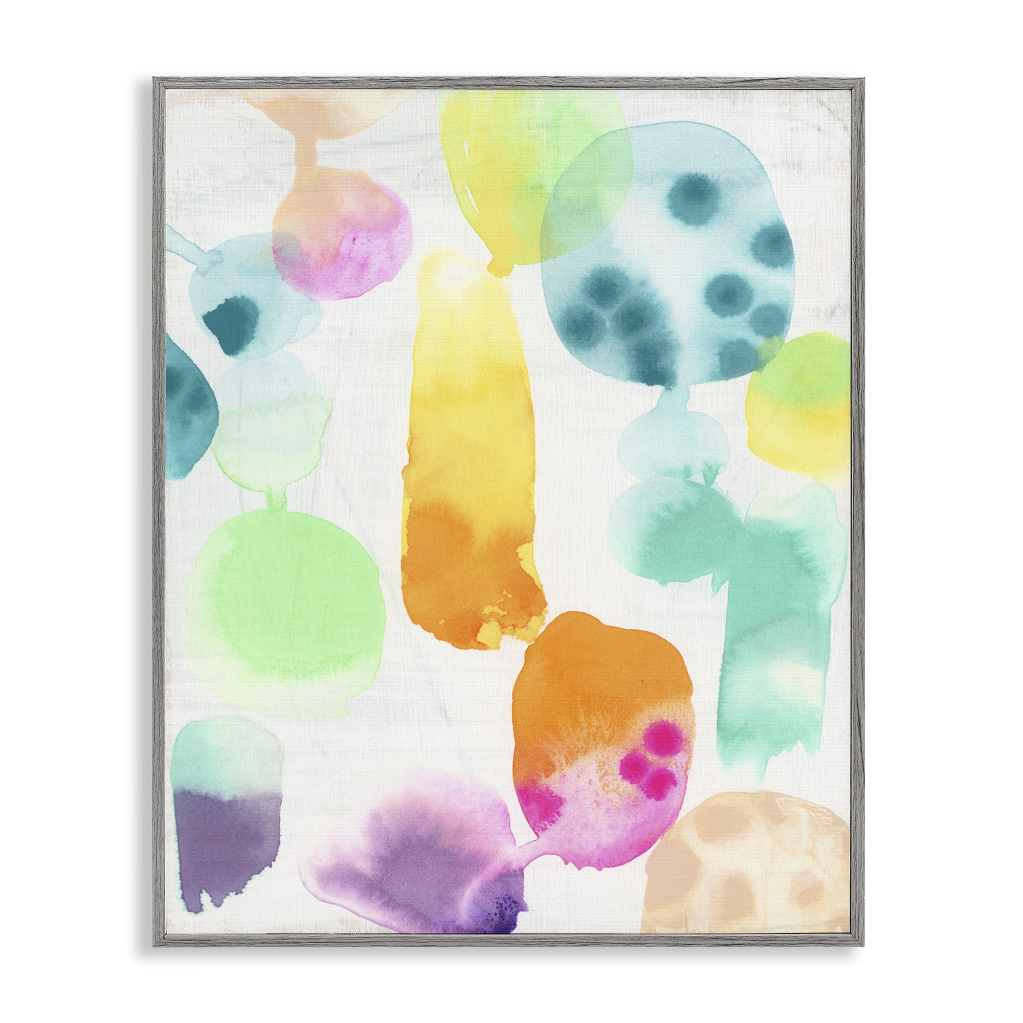 Stupell Industries Pastel Watercolor Pattern Abstract Painting Gray Framed Art Print Wall Art, 24 x 30
