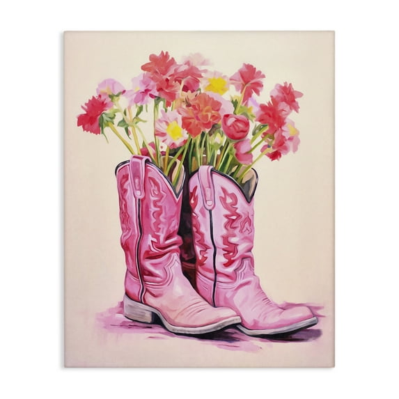 Stupell Industries Pastel Western Whimsy Botanical & Floral Painting Gallery Wrapped Canvas Art Print Wall Art, 24 x 30