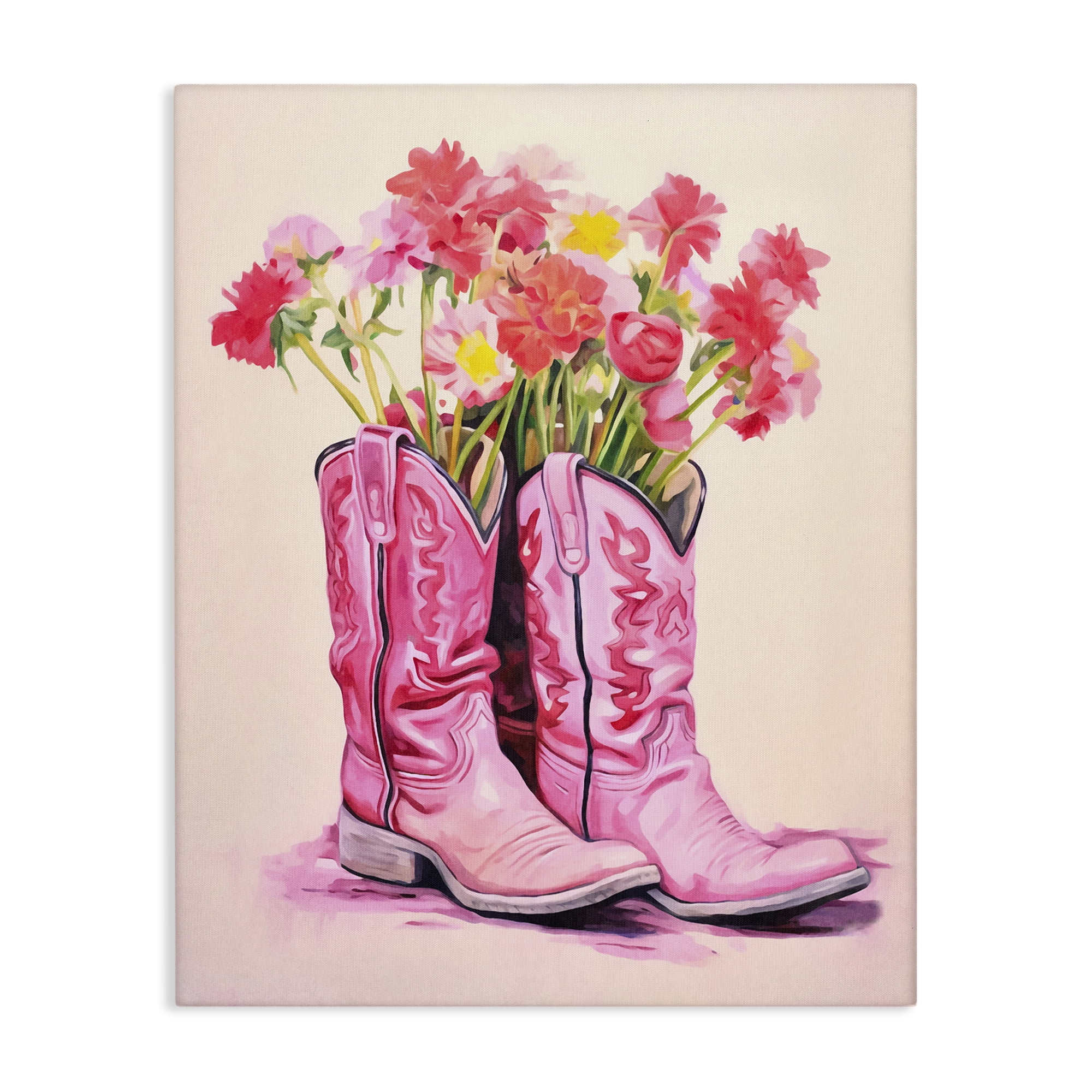 Stupell Industries Pastel Western Whimsy Botanical & Floral Painting Gallery Wrapped Canvas Art Print Wall Art, 30 x 40