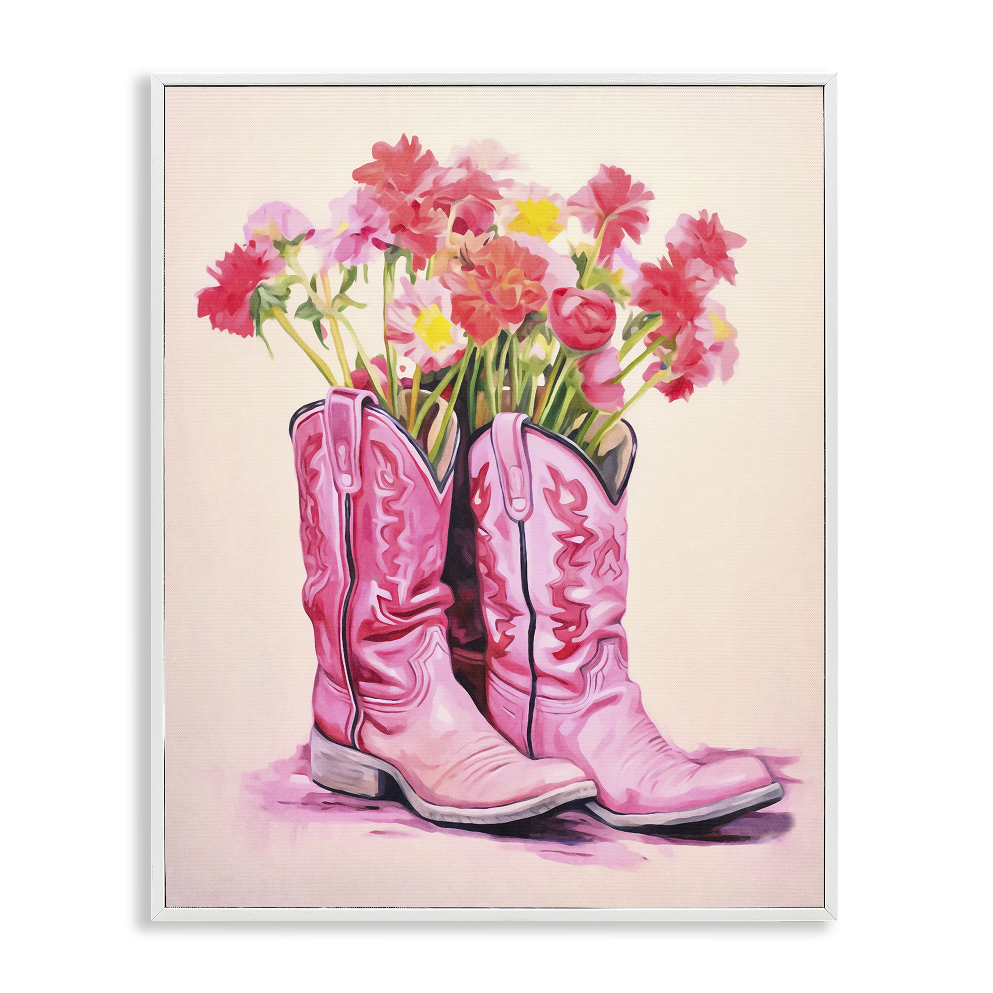 Stupell Industries Pastel Western Whimsy Botanical & Floral Painting White Framed Art Print Wall Art, 16 x 20
