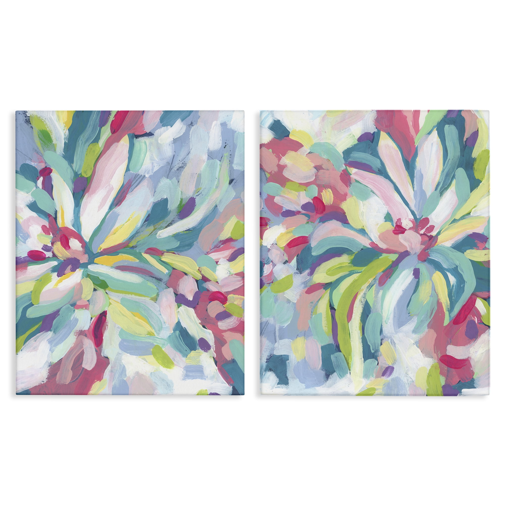 Stupell Industries Pastel Whimsy Flower Pattern Abstract Painting Wrapped Canvas Art Print Wall Art, 24 x 30, Set of 2