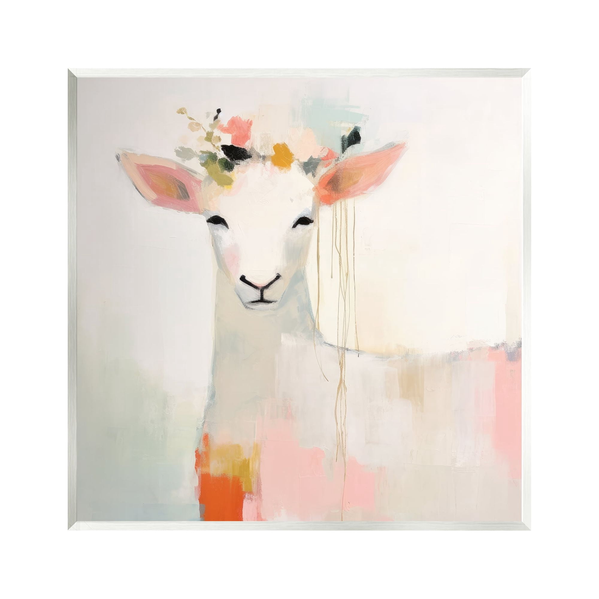 Stupell Industries Pastel White Goat Animals & Insects Painting Unframed Art Print Wall Art, 12 x 12
