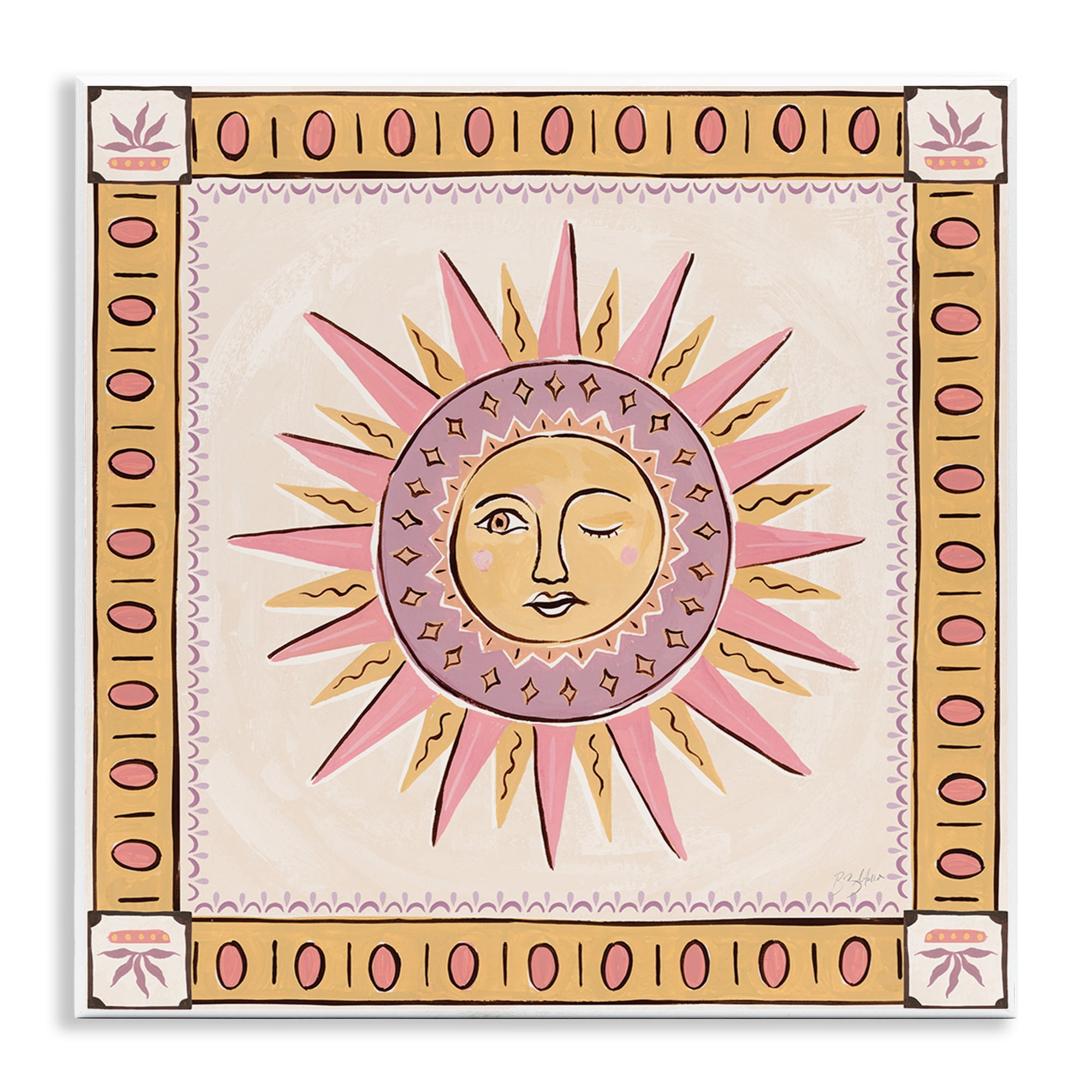 Stupell Industries Pastel Winking Sun with Border Wall Plaque Art, design by Two If By Sea Studios