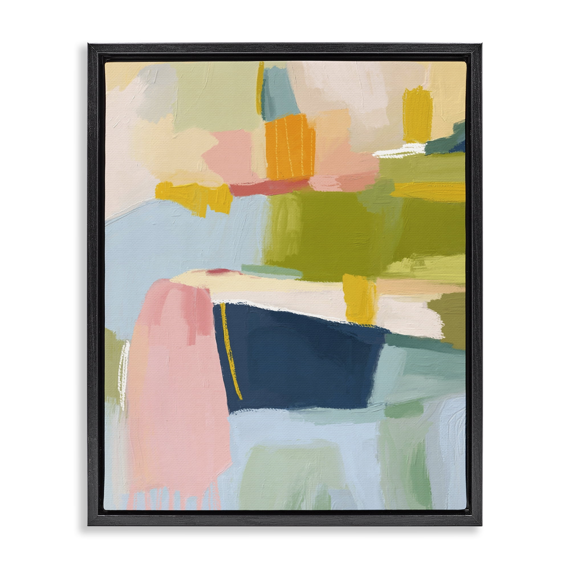 Stupell Industries Pastel Wonder Brushstrokes Black Framed Floater Canvas Wall Art, design by Lisa Nohren