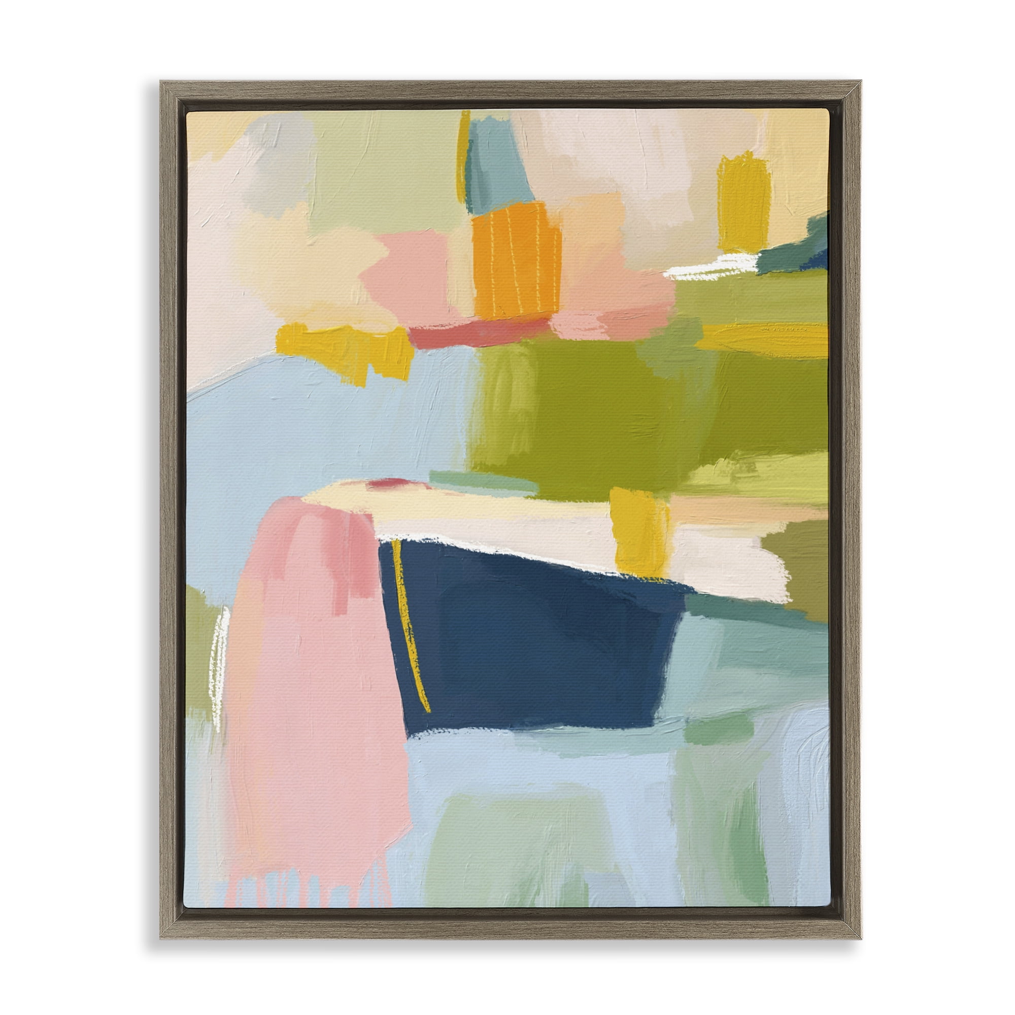 Stupell Industries Pastel Wonder Brushstrokes Brown Framed Floater Canvas Wall Art, design by Lisa Nohren