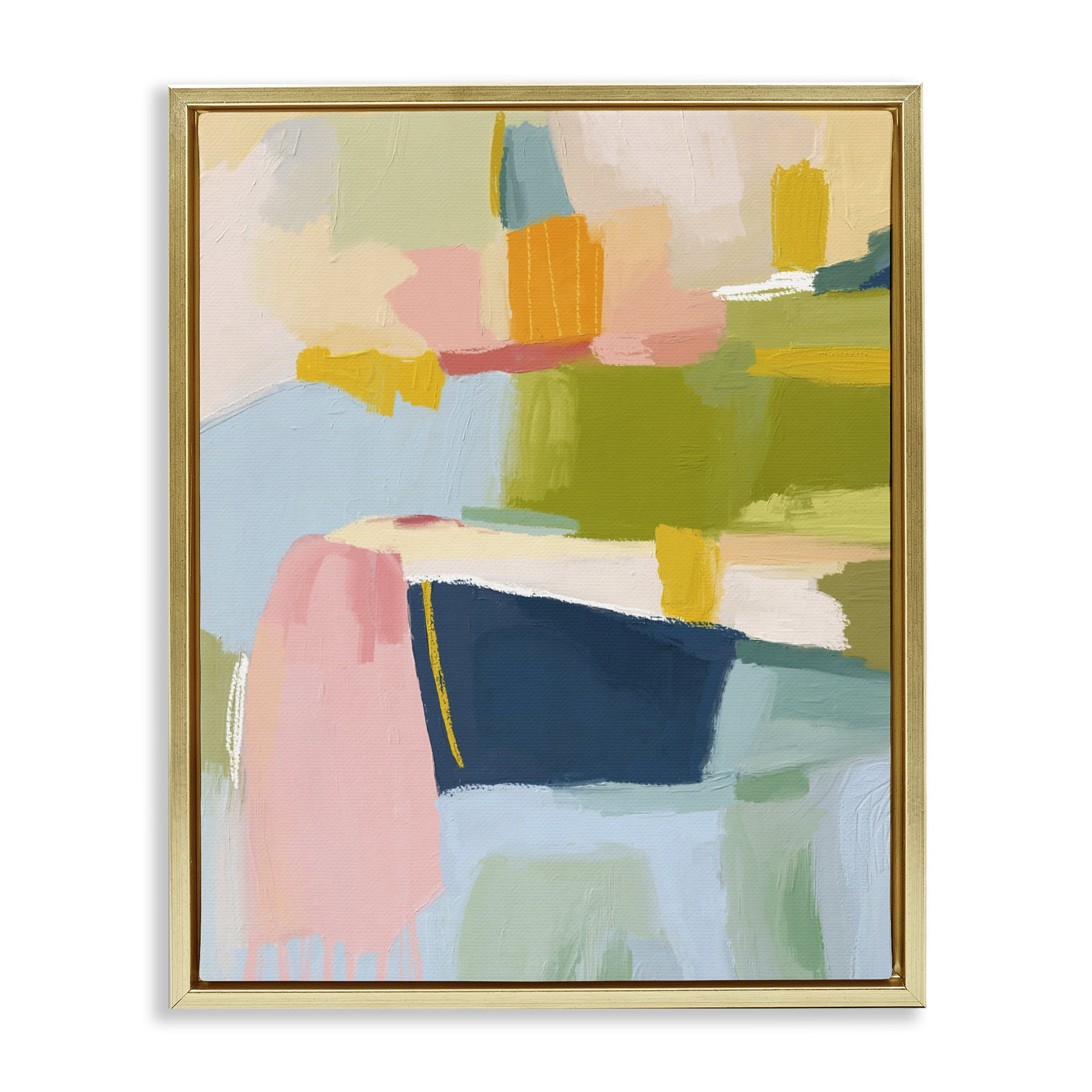 Stupell Industries Pastel Wonder Brushstrokes Gold Framed Floater Canvas Wall Art, design by Lisa Nohren